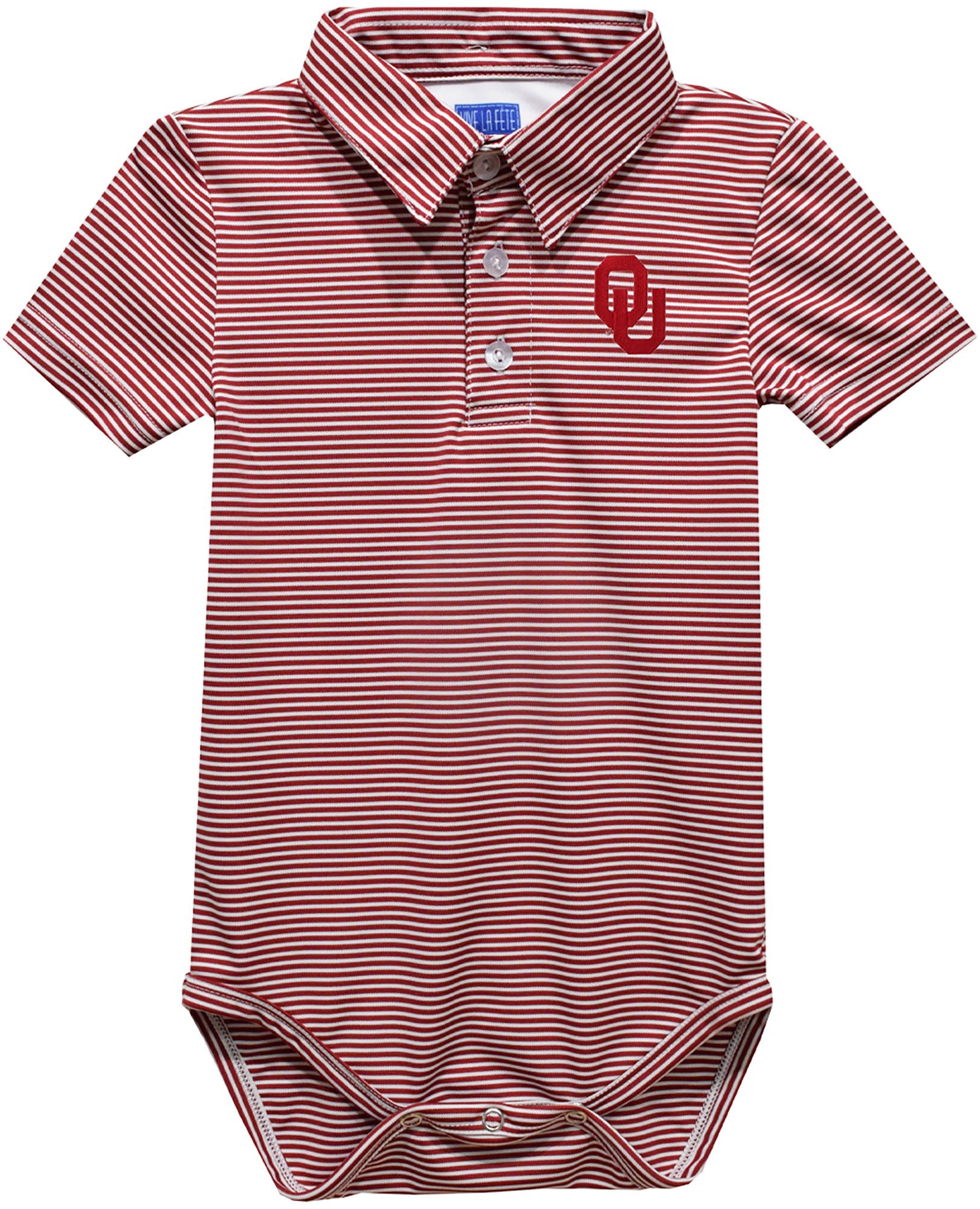 Vive La Fete Youth Oklahoma Sooners Red Infant Ted Stripe Polo Onesie