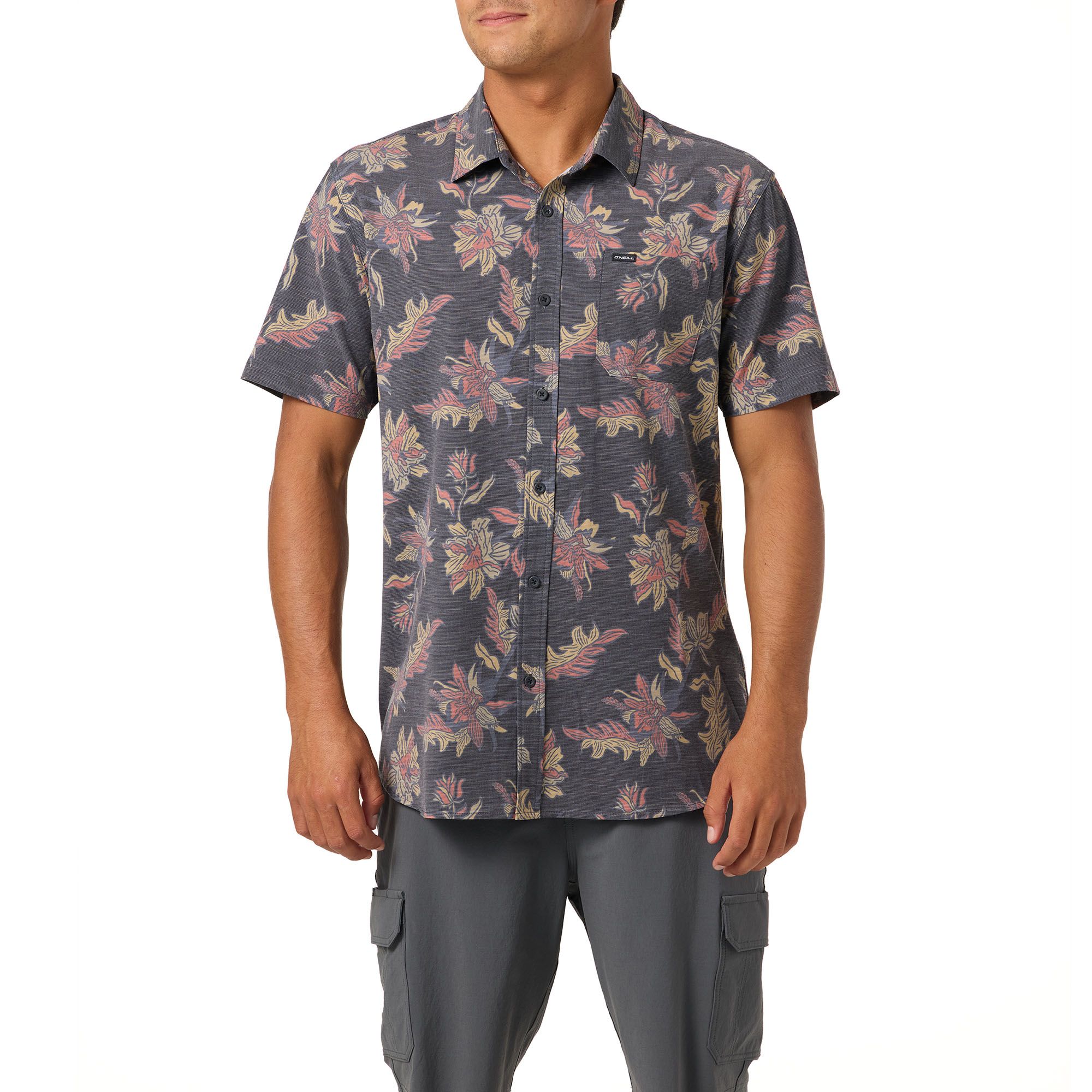 O'Neill Men's UPF Slub Standard Short Sleeve Woven Shirt