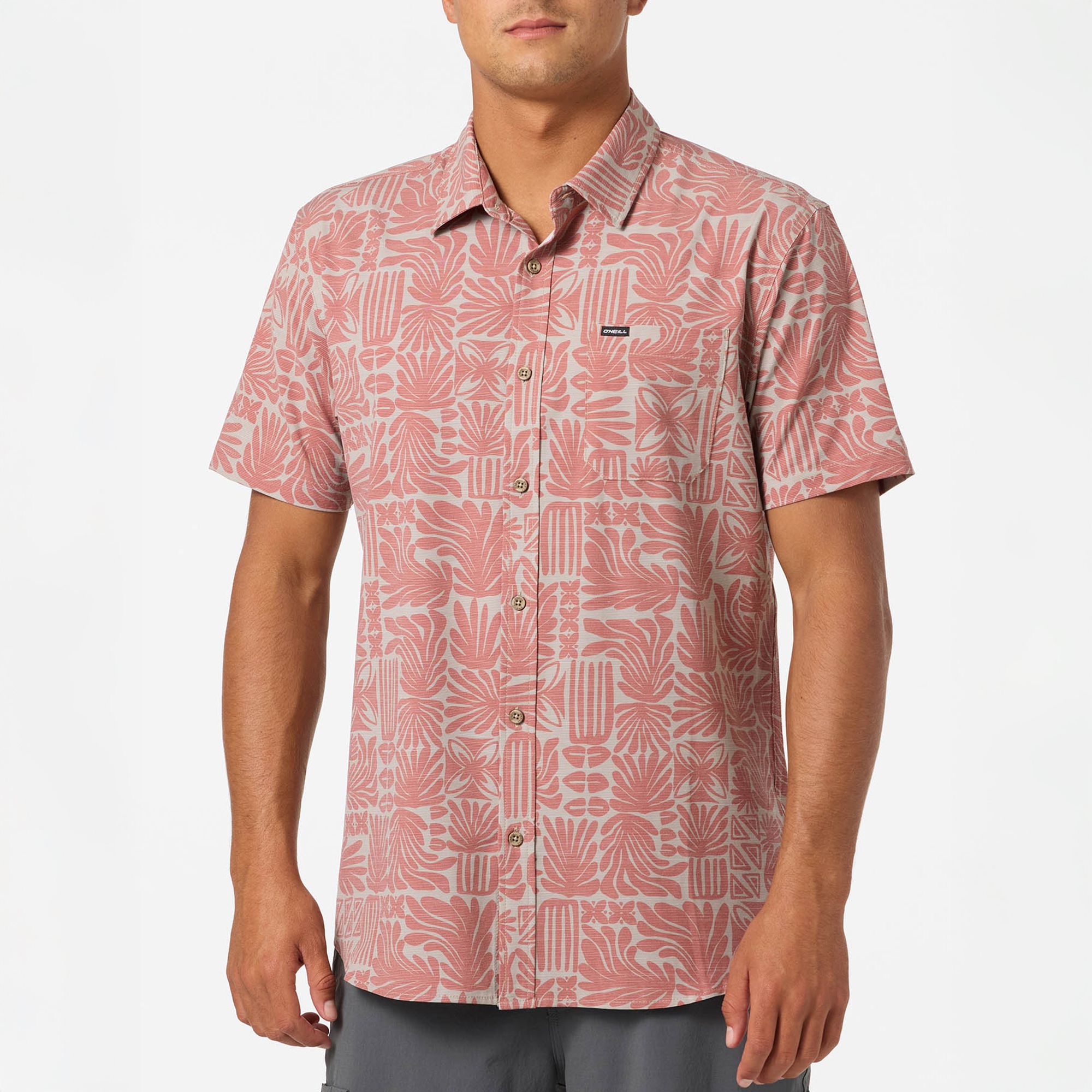 O'Neill Men's UPF Slub Standard Short Sleeve Woven Shirt