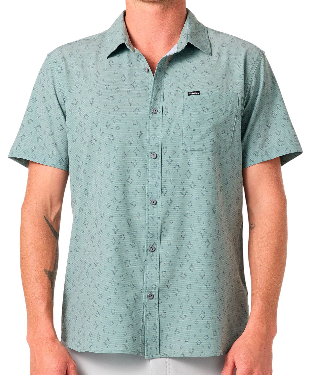 O'Neill Men's UPF Slub Standard Short Sleeve Woven Shirt