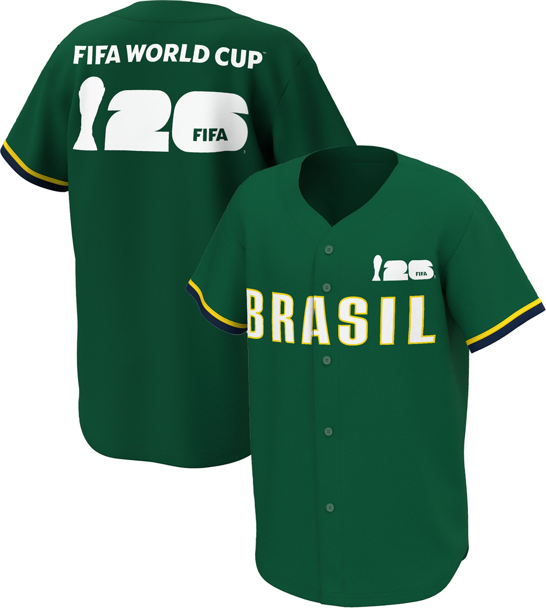 Outerstuff Adult Brazil Green Multi Graphic Button-Up Baseball Jersey
