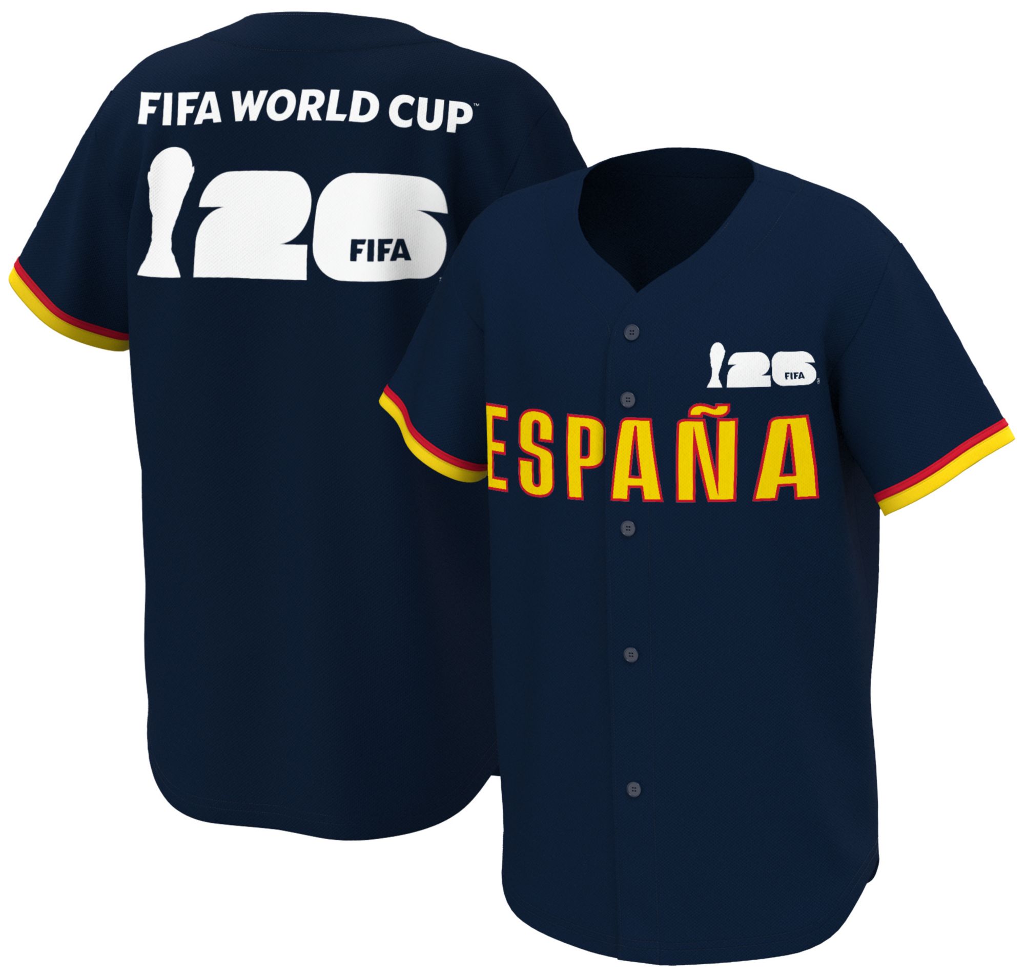 Outerstuff Adult Spain Navy Multi Graphic Button-Up Baseball Jersey