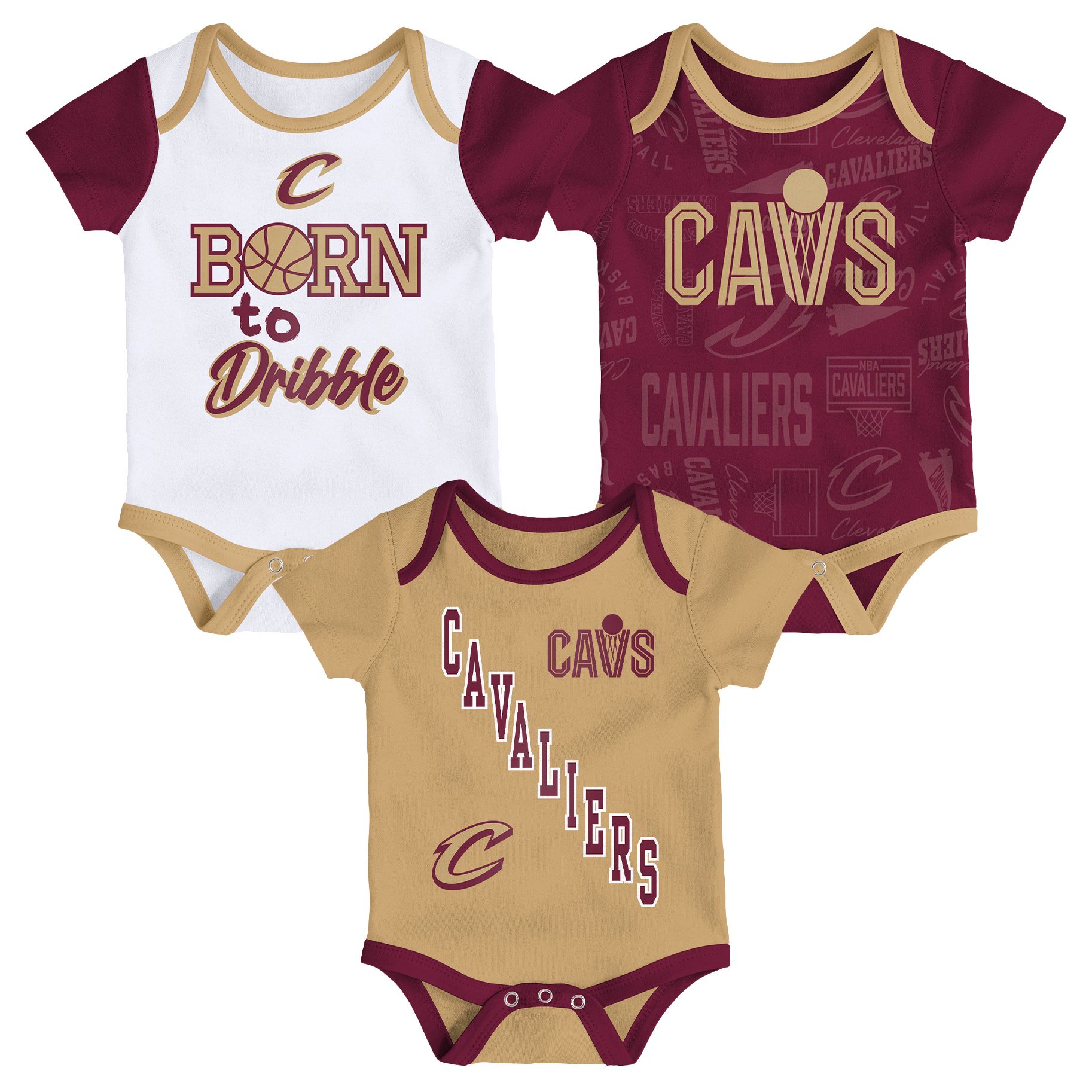 NBA Infant Cleveland Cavaliers White Born To Hoop Creeper Set