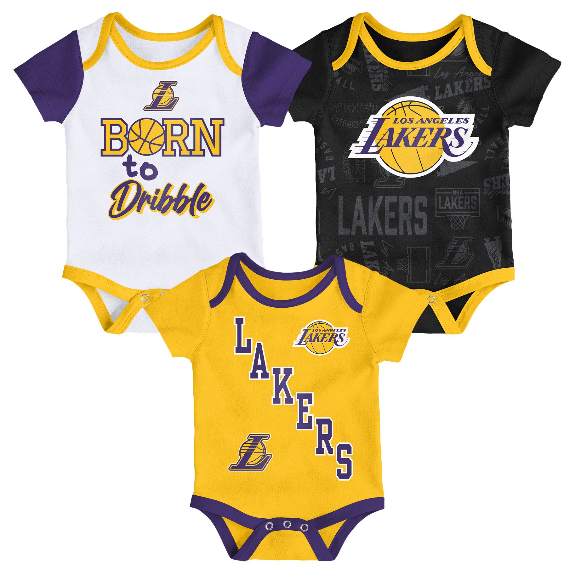 NBA Infant Los Angeles Lakers White Born To Hoop Creeper Set