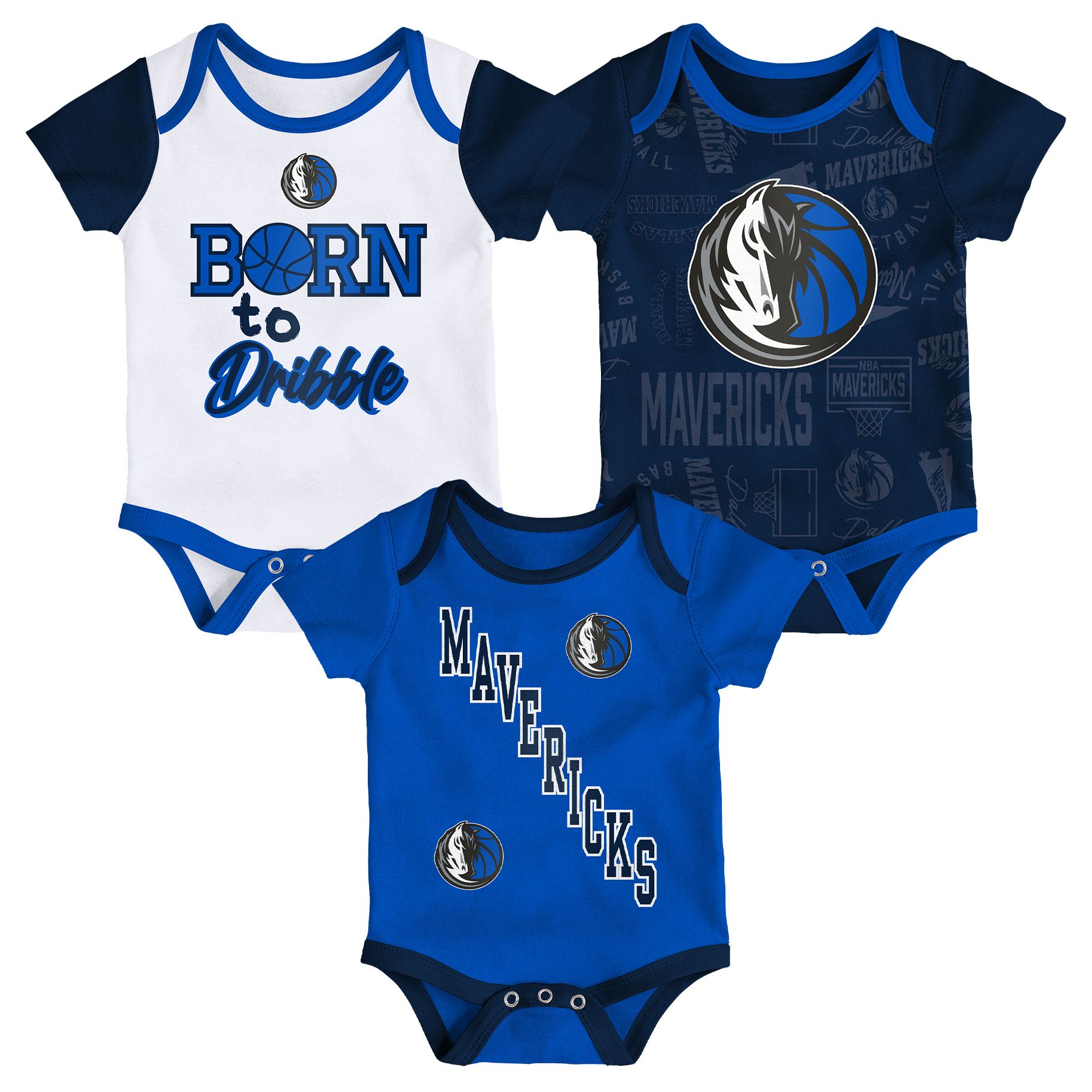 NBA Infant Dallas Mavericks White Born To Hoop Creeper Set