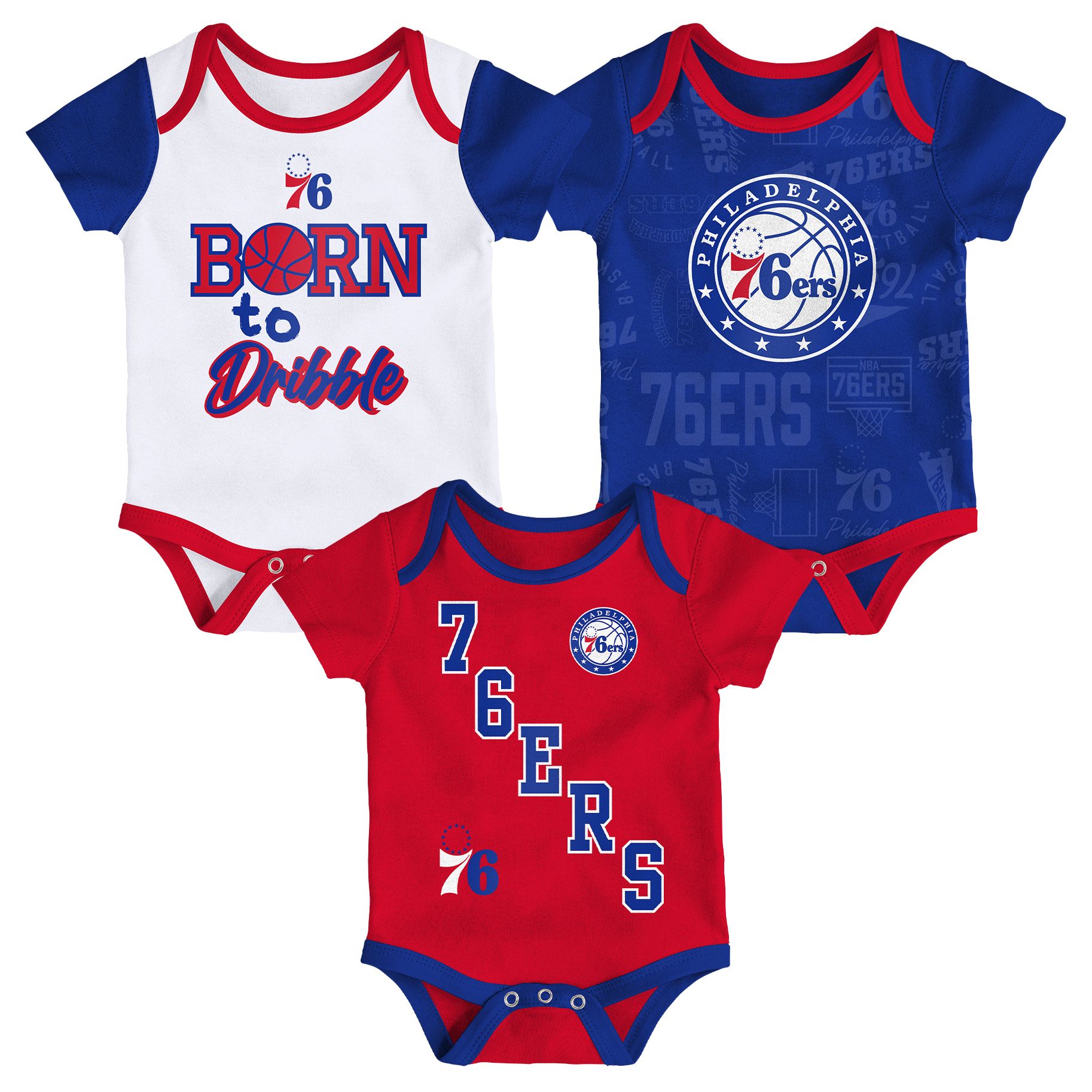 NBA Infant Philadelphia 76ers White Born To Hoop Creeper Set