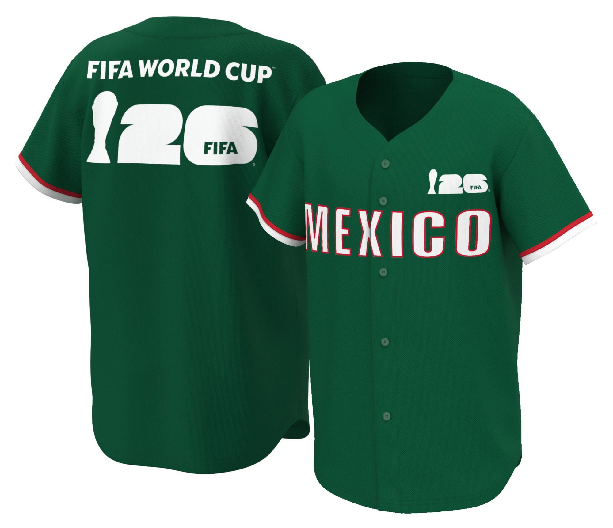 Outerstuff Youth Mexico Green Multi Graphic Button-Up Baseball Jersey