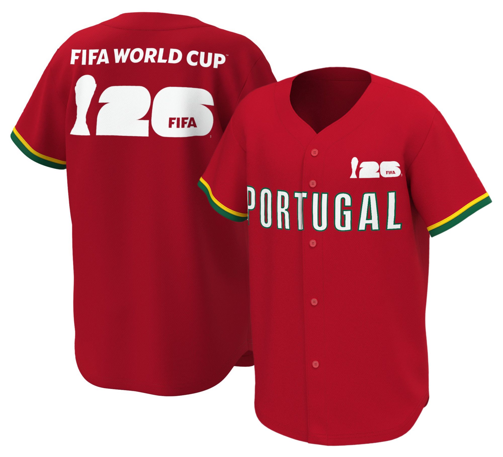 Outerstuff Youth Portugal Red Multi Graphic Button-Up Baseball Jersey