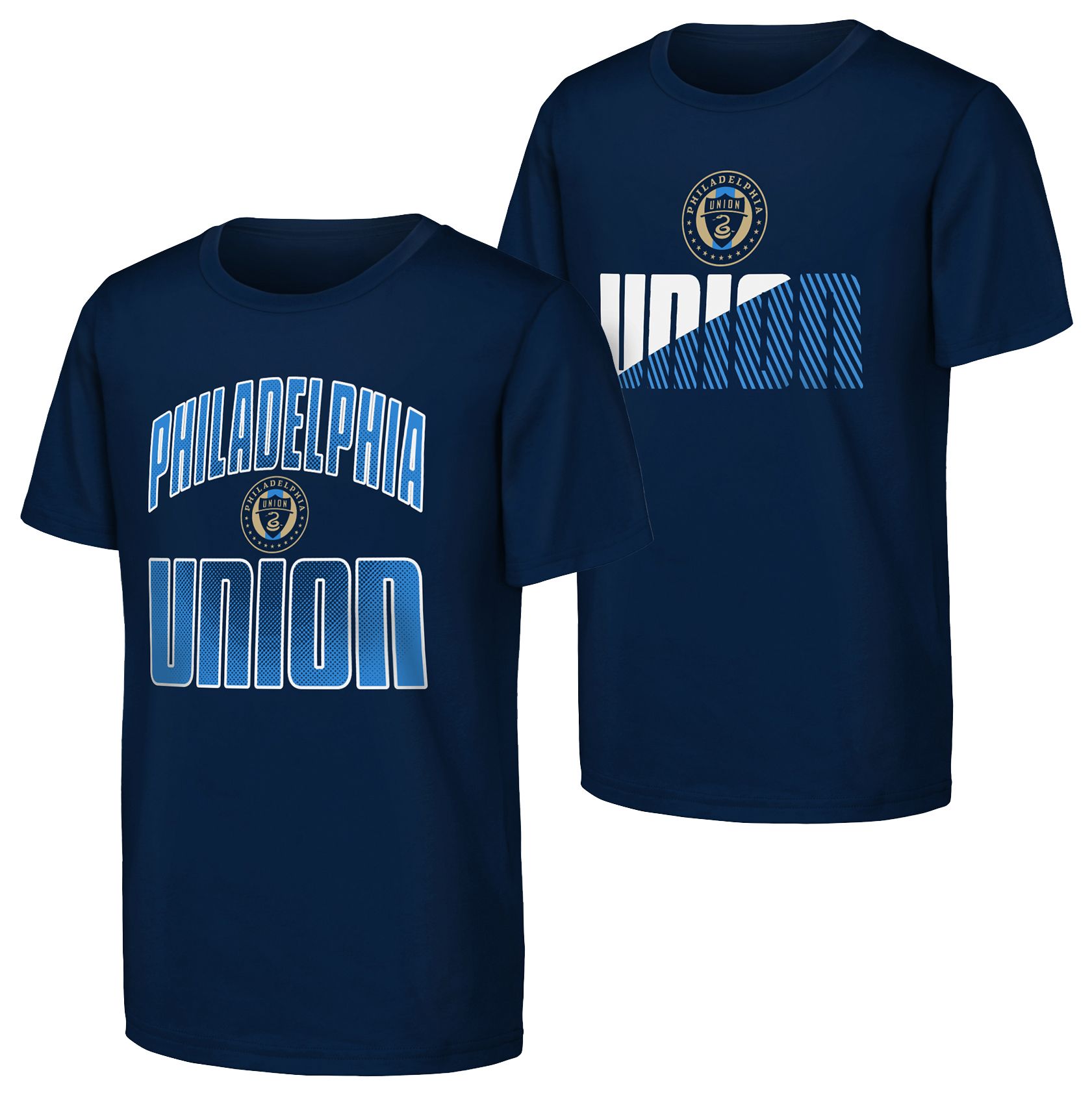 MLS Youth Philadelphia Union Navy Never Quit Team Logo T-Shirt