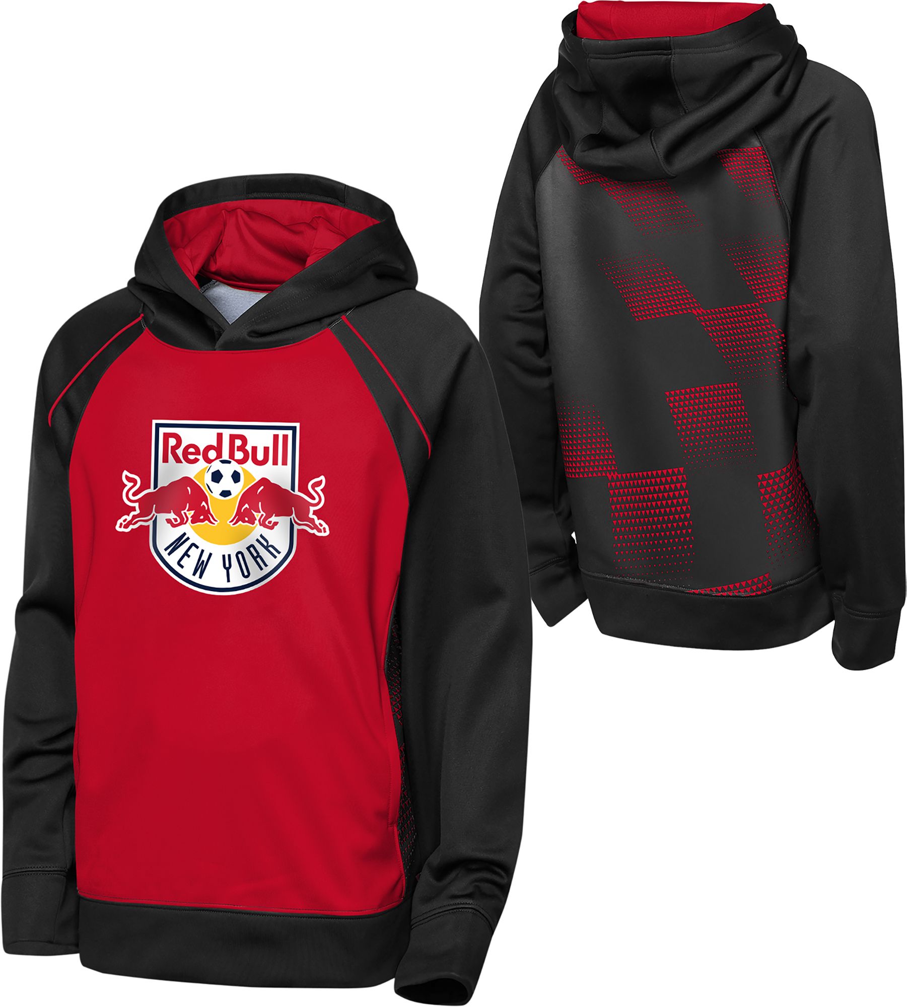 MLS Youth New York Red Bulls Black Fierce Striker Fleece Pullover Hoodie