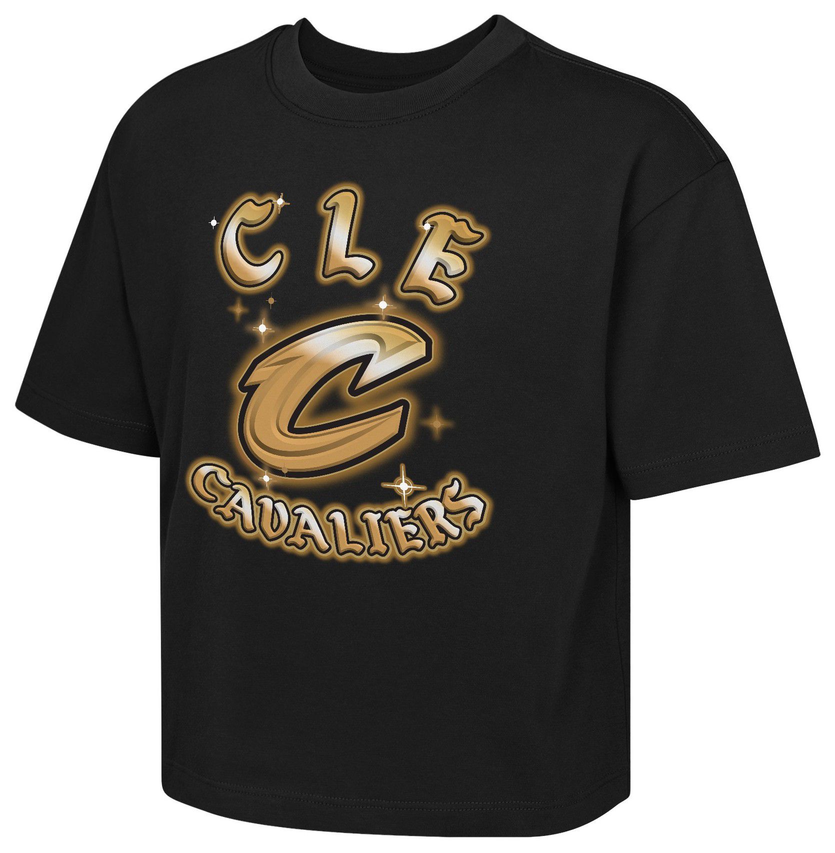 NBA Girls' Cleveland Cavaliers Black Low Rider Boxy T-Shirt
