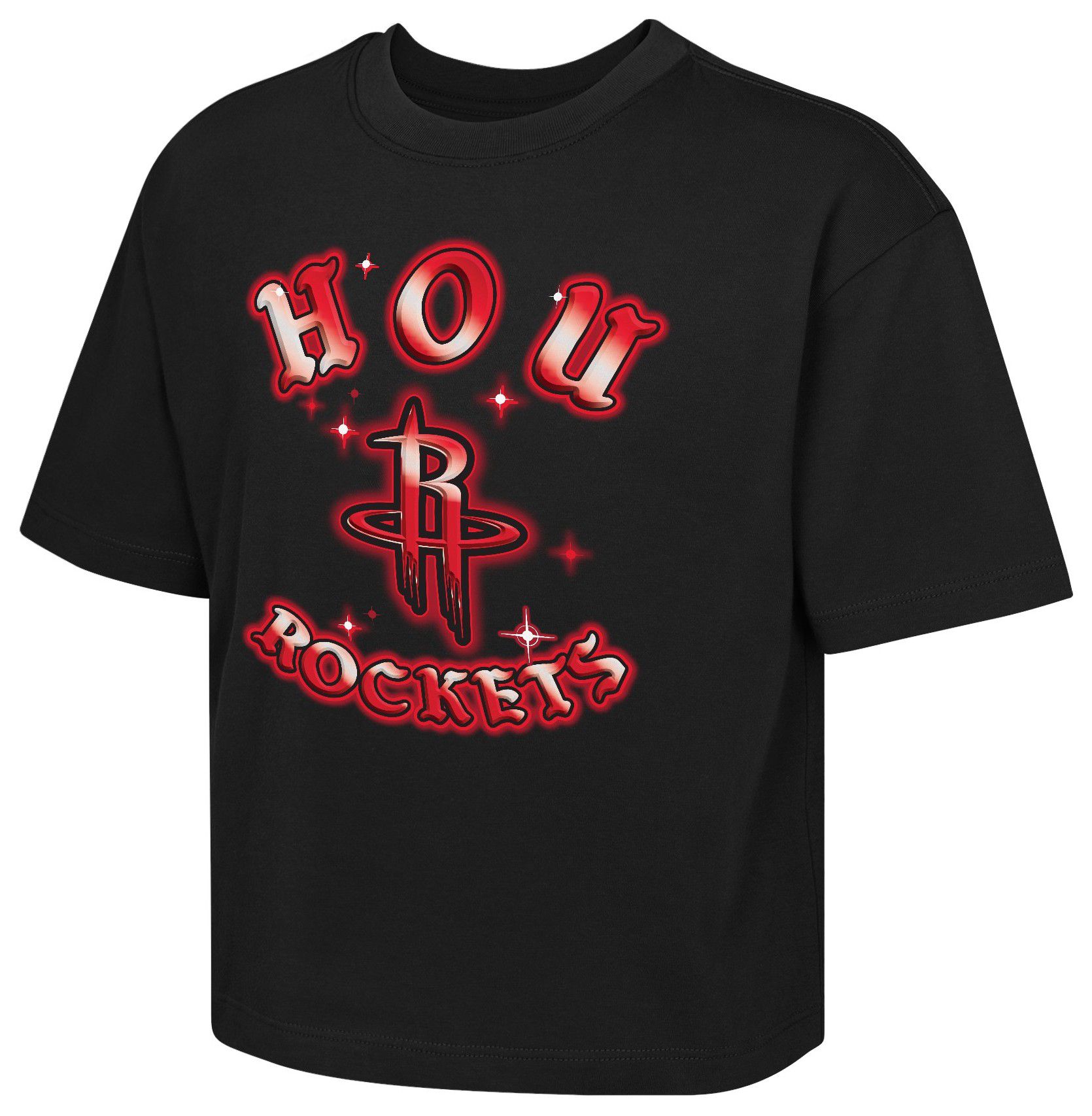NBA Girls' Houston Rockets Black Low Rider Boxy T-Shirt