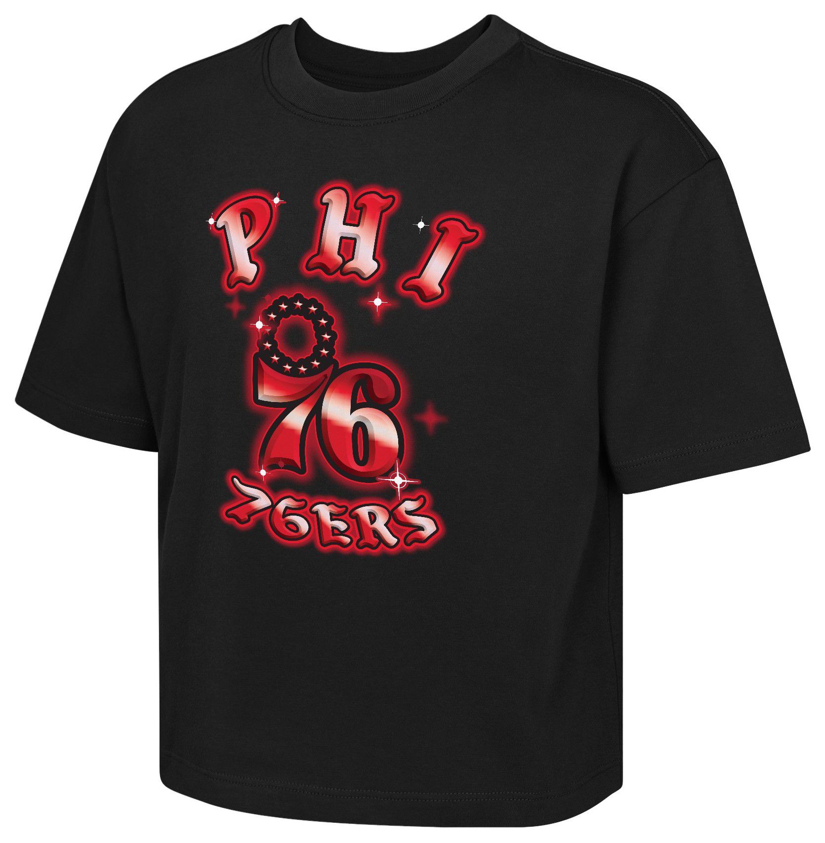 NBA Girls' Philadelphia 76ers Black Low Rider Boxy T-Shirt