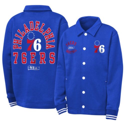 Starter Men's Philadelphia 76ers Charger Blue Half-Zip Jacket