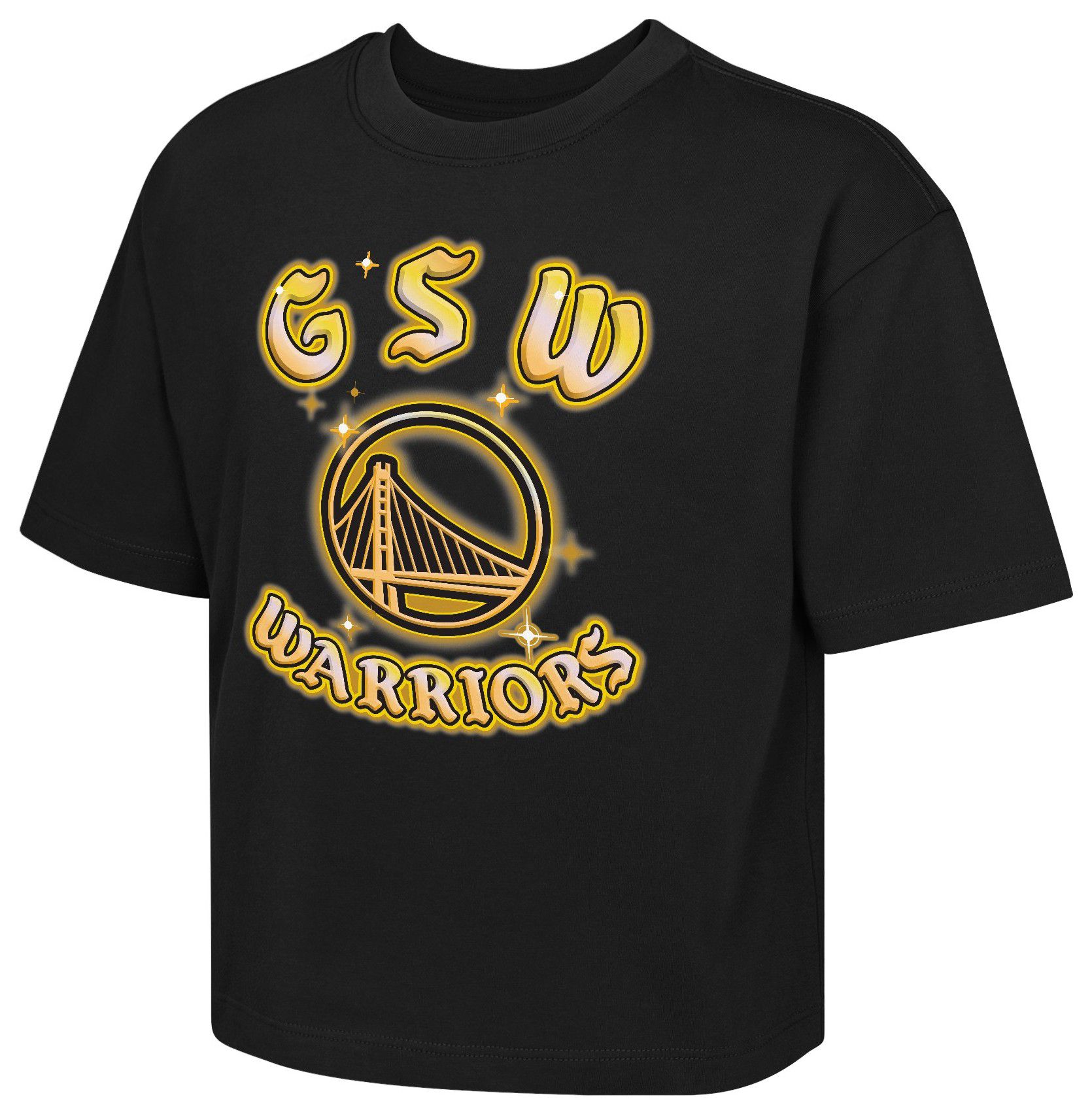 NBA Girls' Golden State Warriors Black Low Rider Boxy T-Shirt