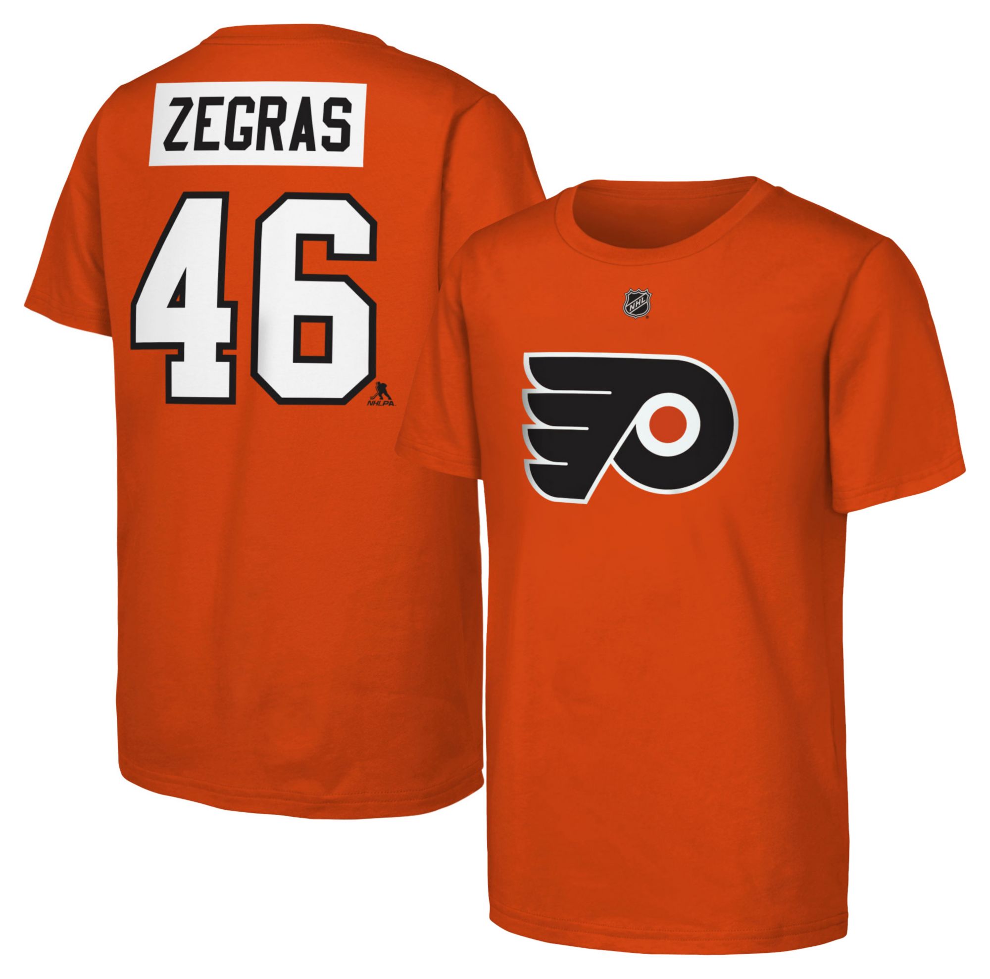 Outerstuff Youth Philadelphia Flyers Trevor Zegras #46 Orange Short Sleeve T-Shirt