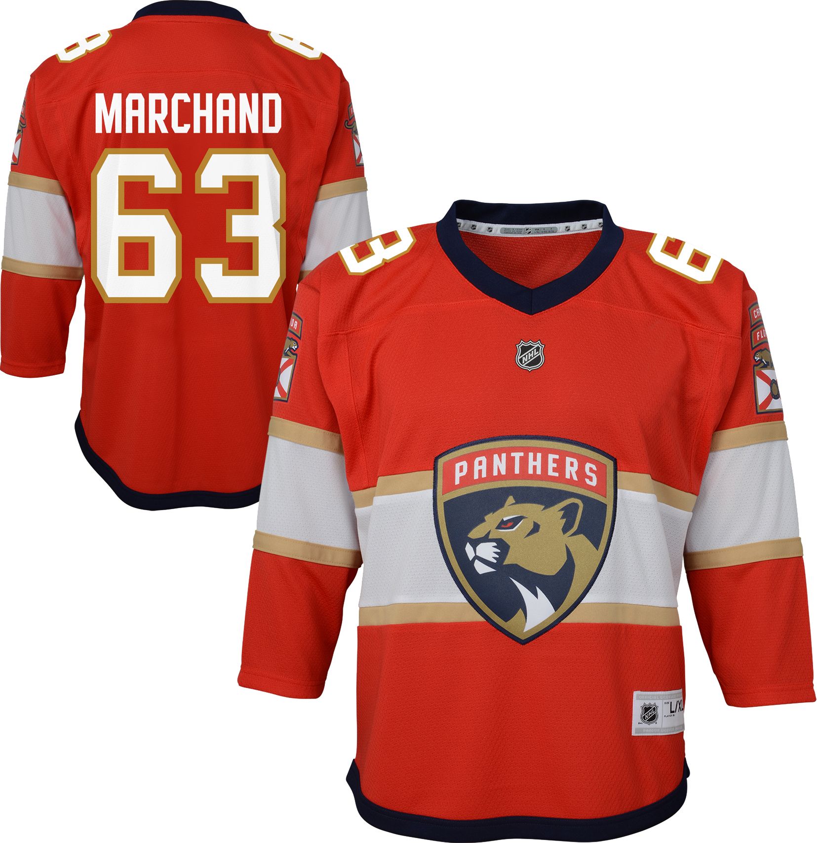 NHL Youth Florida Panthers Red Brad Marchand  Replica Home Jersey