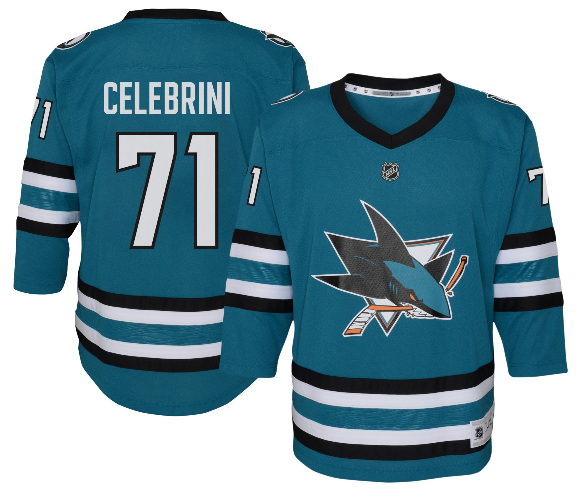 NHL Youth San Jose Sharks Macklin Celebrini #71 Teal Home Replica Jersey