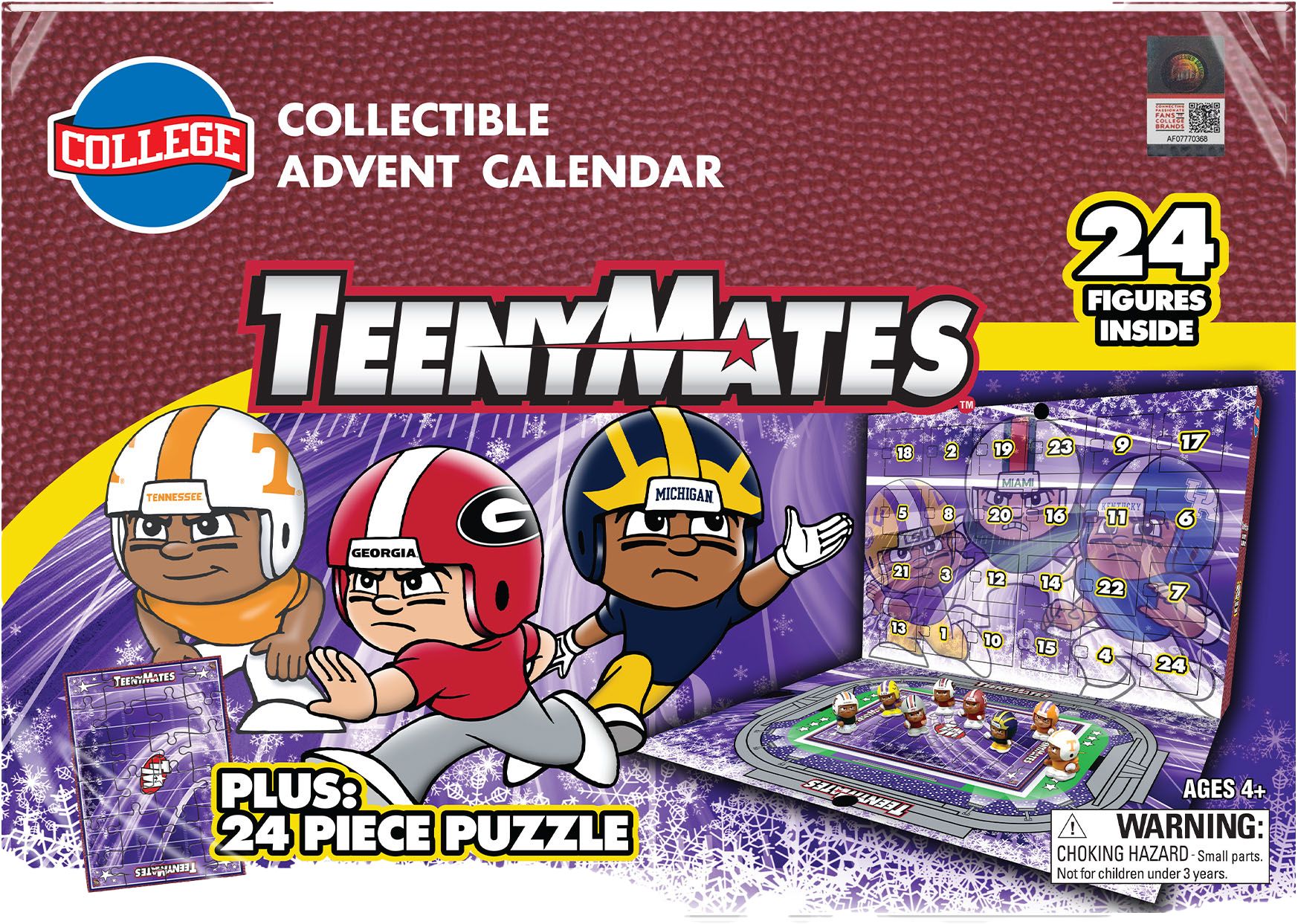 Party Animal NCAA College Football TeenyMates 2025 Advent Calendar