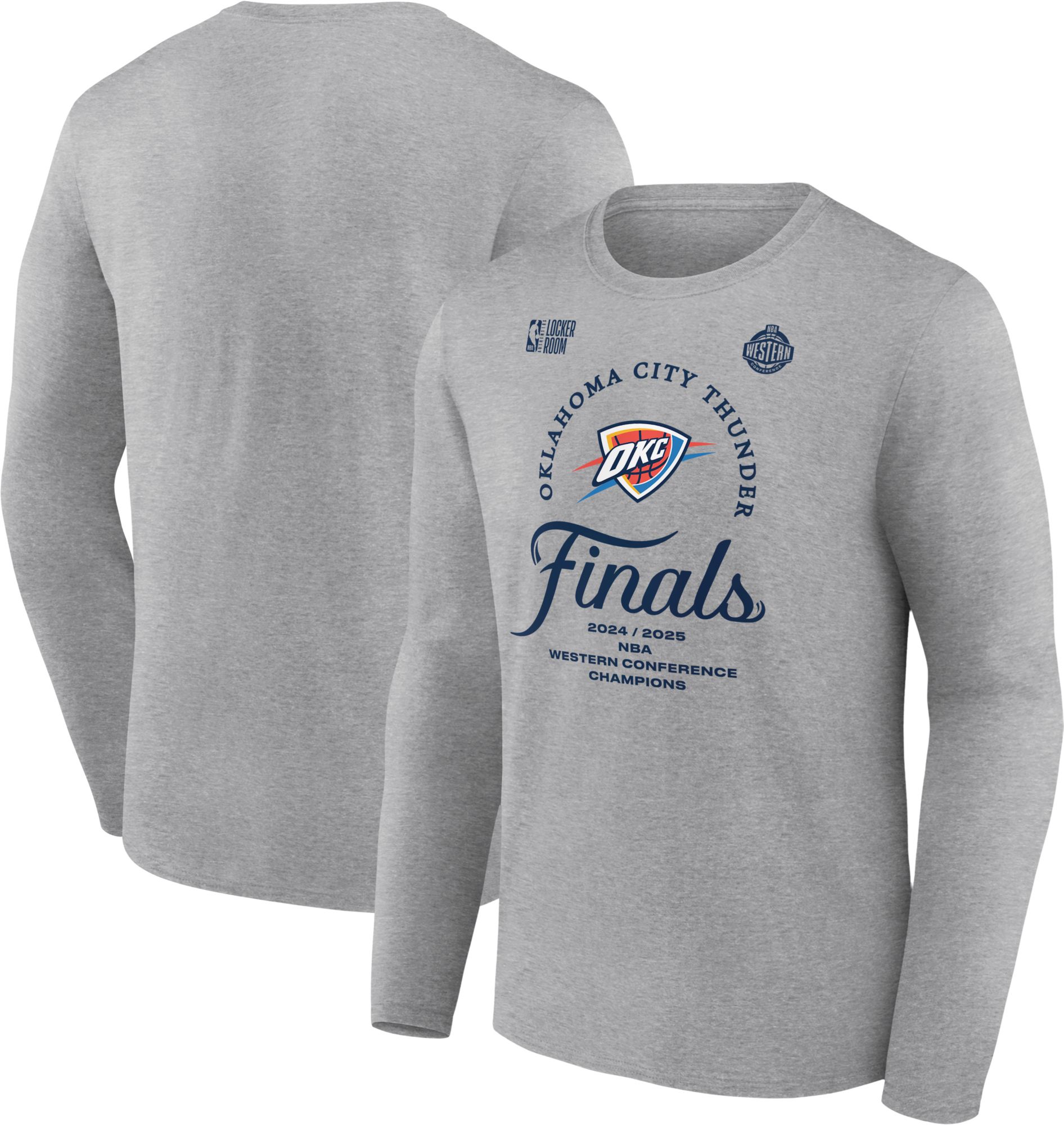 NBA Adult 2025 Western Conference Champions Oklahoma City Thunder Locker Room Long Sleeve Shirt