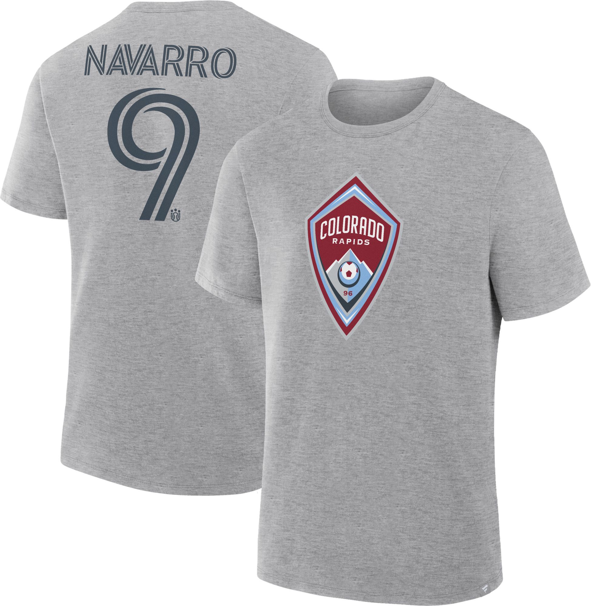 MLS Men's Colorado Rapids Rafael Navarro #9 Steel Heather T-Shirt