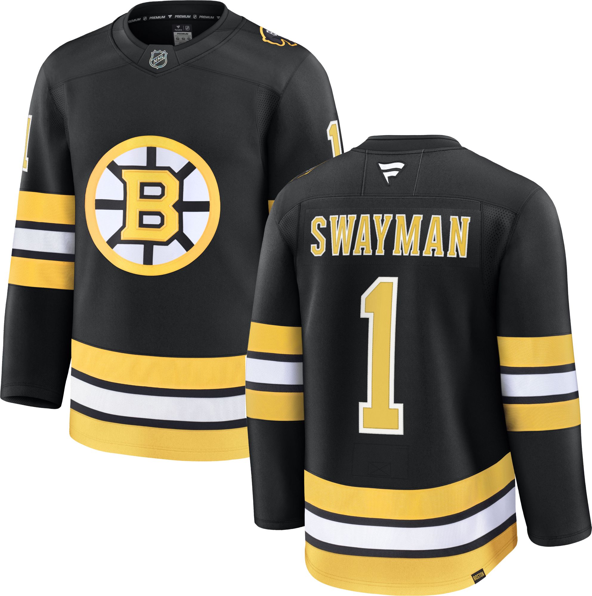NHL Men's Boston Bruins Jeremy Swayman #1 Black Premium Authentic Home Jersey