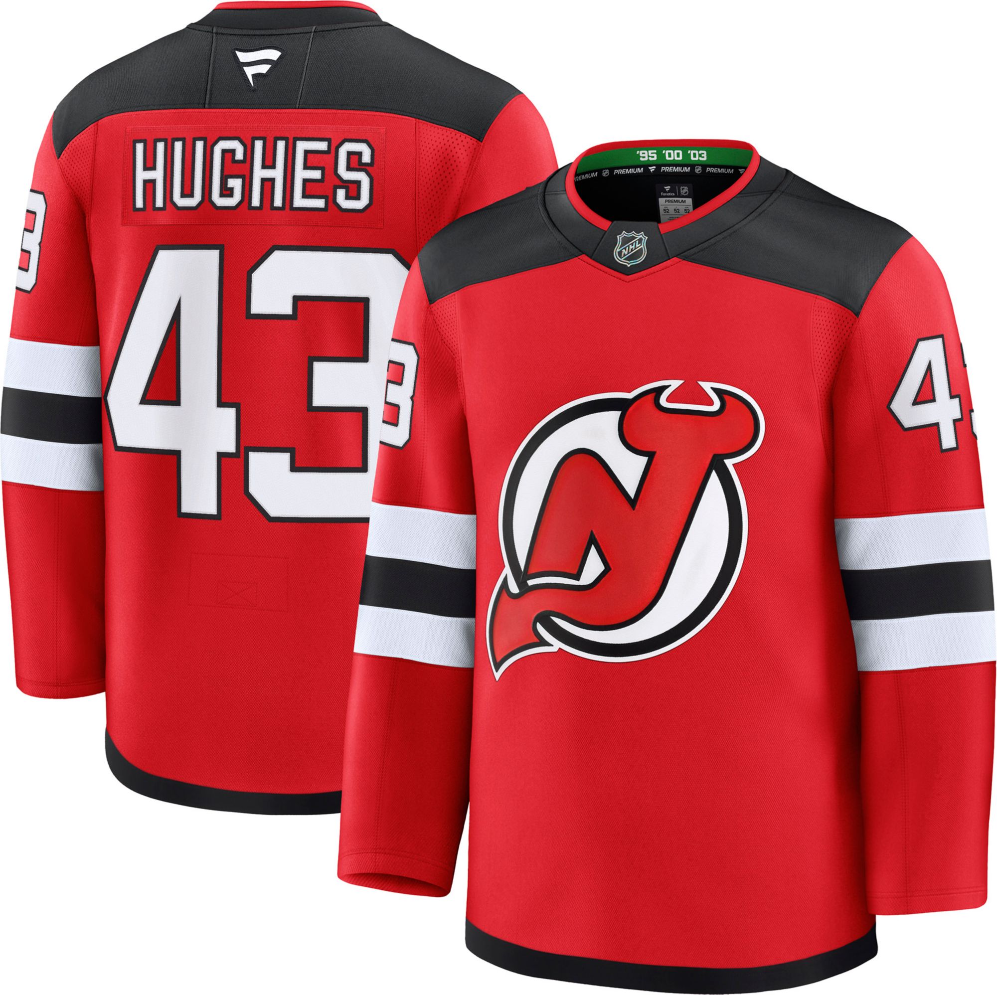 NHL Men's New Jersey Devils Luke Hughes #43 Red Premium Authentic Home Jersey