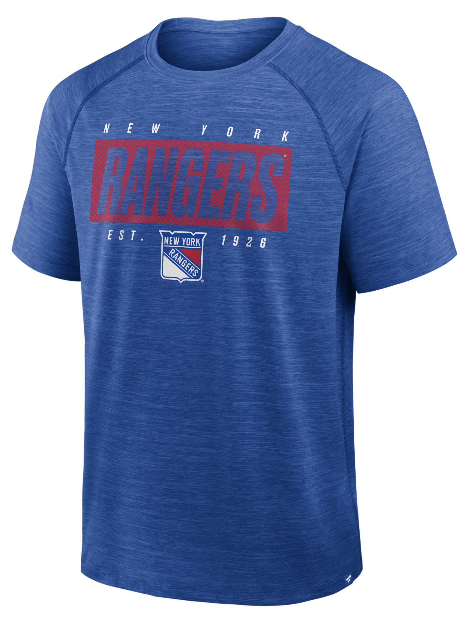NHL Men's New York Rangers Blue Clutch Poly Short Sleeve T-Shirt
