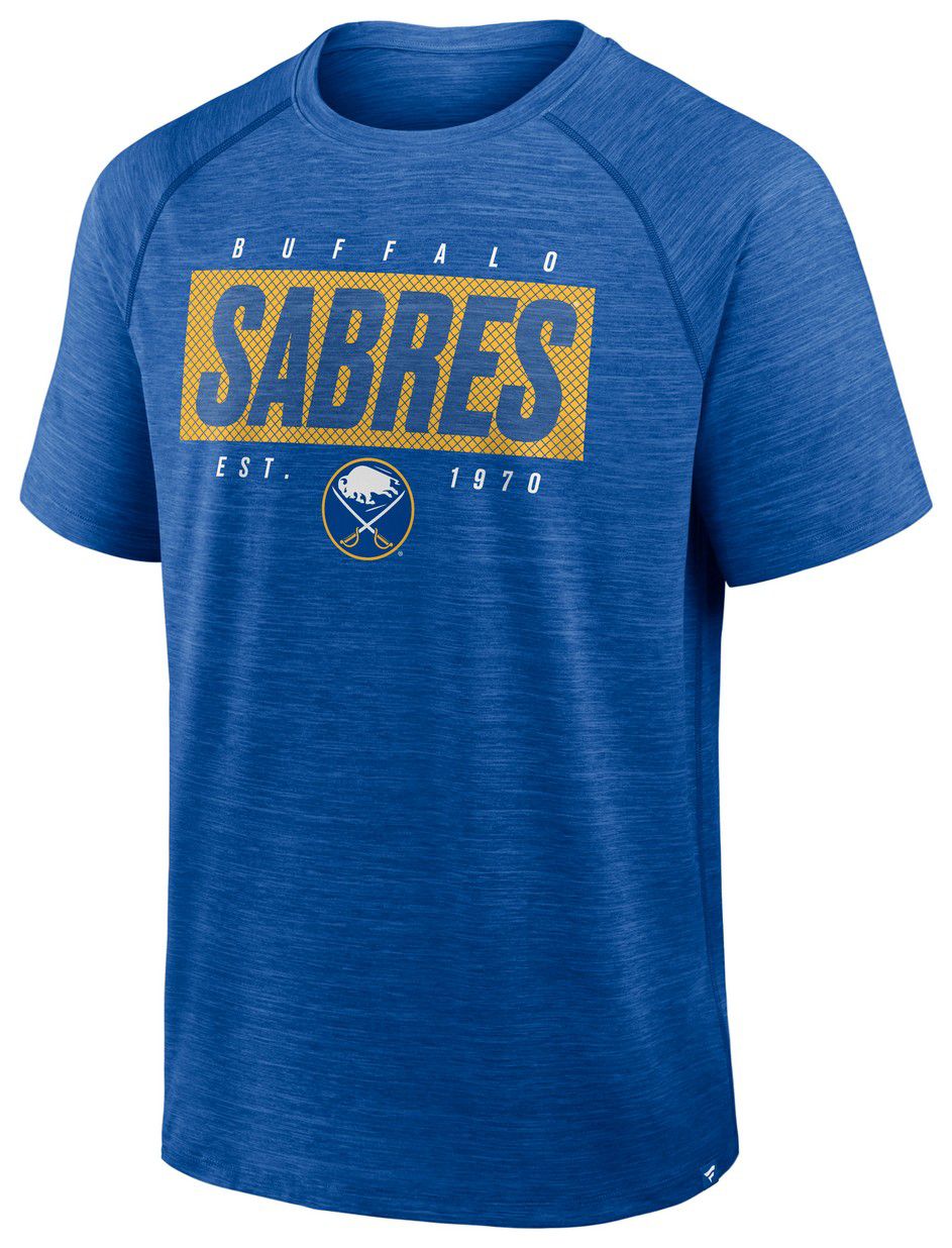 NHL Men's Buffalo Sabres Blue Clutch Poly Short Sleeve T-Shirt