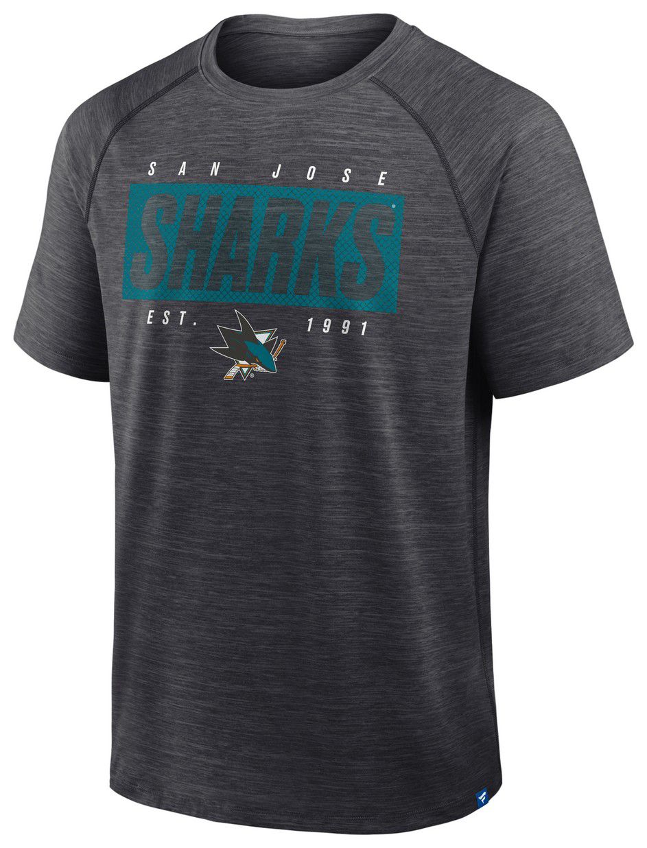 NHL Men's San Jose Sharks Grey Clutch Poly Short Sleeve T-Shirt