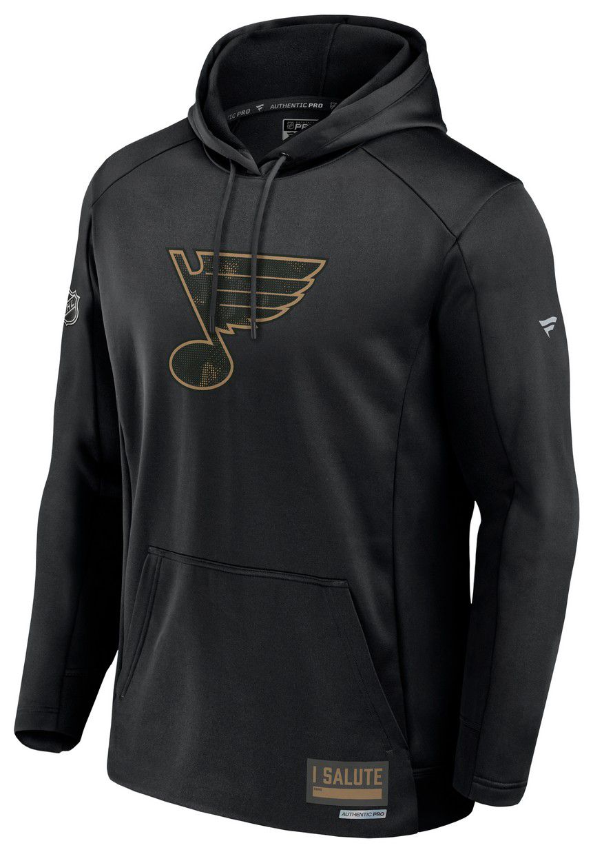 NHL Men's St. Louis Blues Black Military Pullover Hoodie