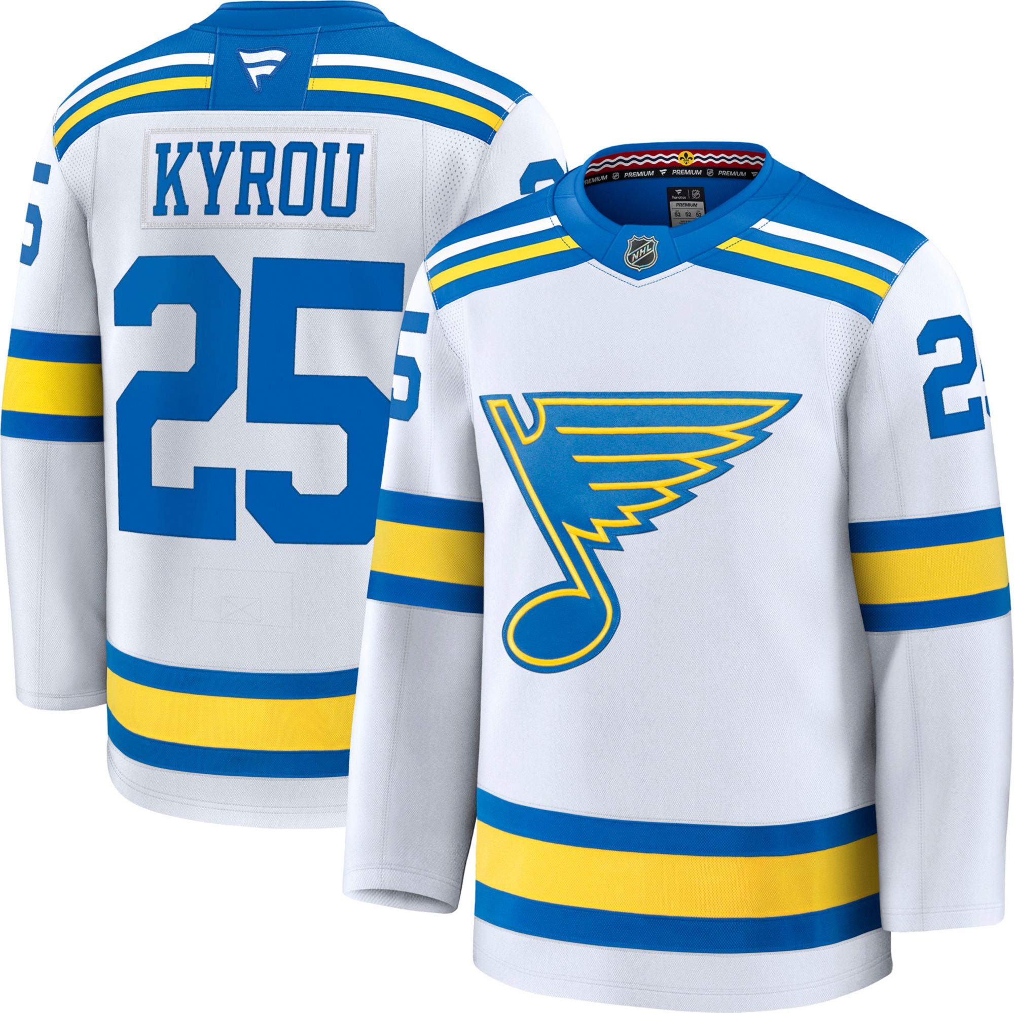 NHL Men's St. Louis Blues Jordan Kyrou #25 White Premium Authentic Away Jersey