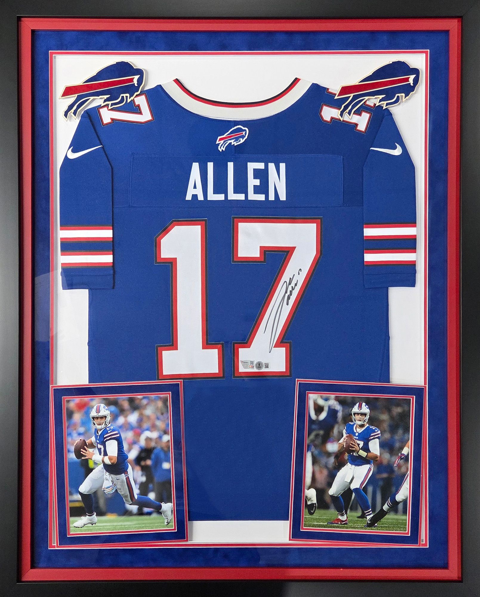Framed NFL Buffalo Bills Josh Allen #17 Authentic Autographed Jersey (Framed under glass, double-matted $250 value)