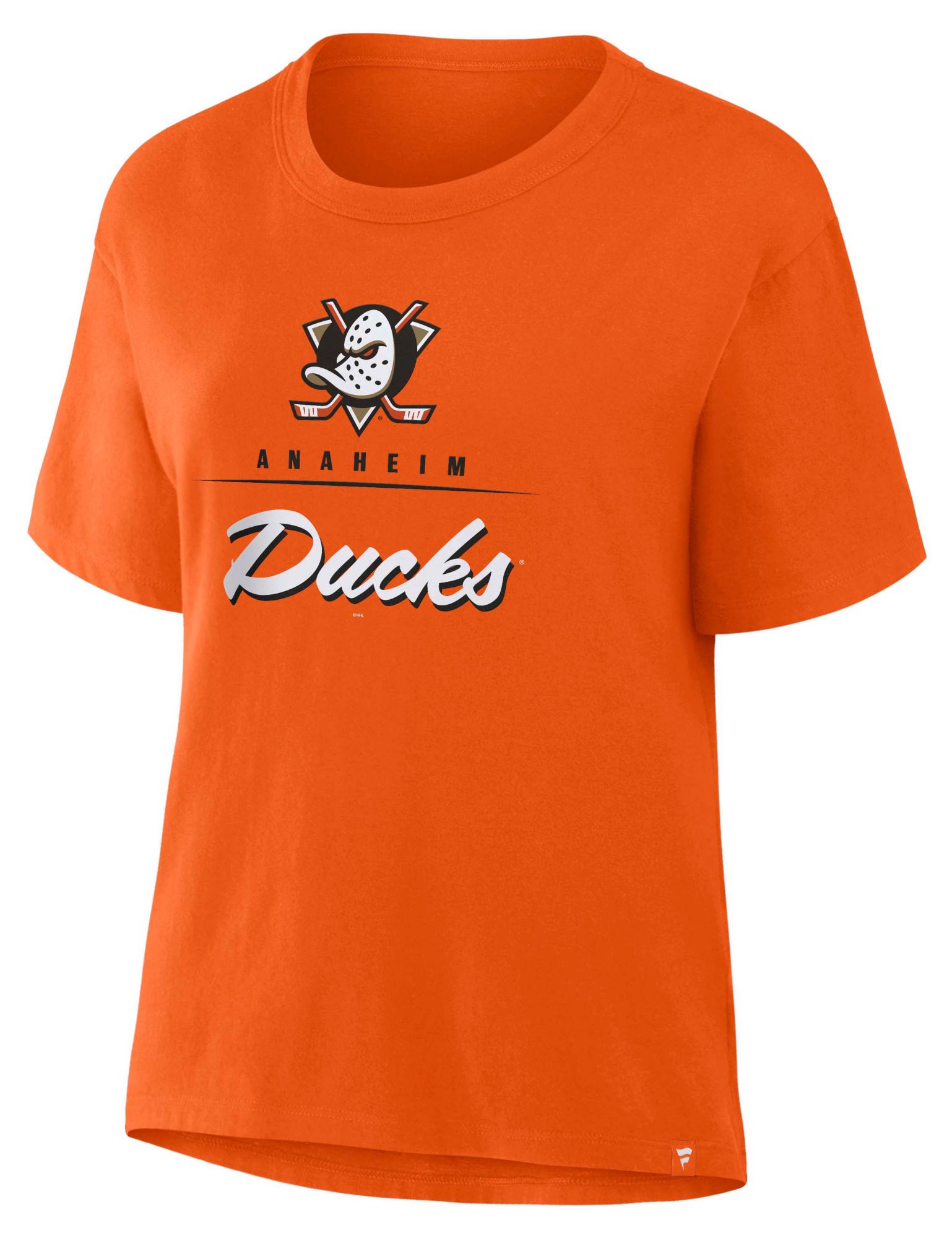 NHL Women's Anaheim Ducks Orange Legacy Microscript Short Sleeve T-Shirt