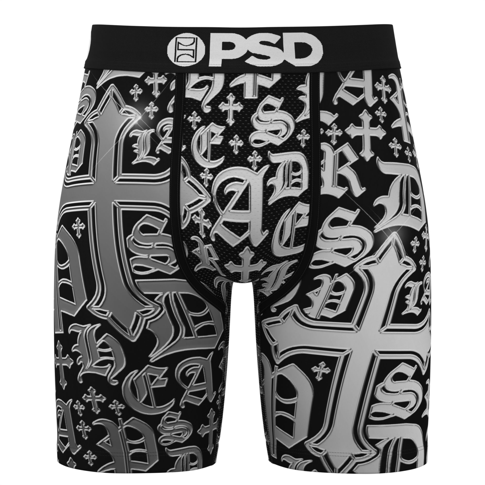 PSD Underwear Men's Chrome Letters Boxer Briefs