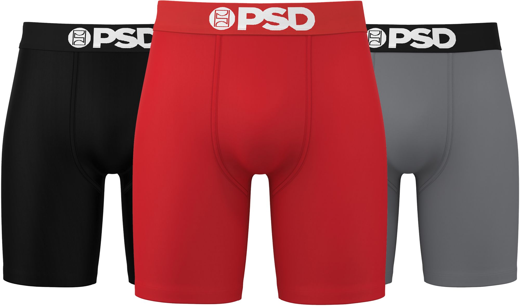 PSD Underwear Men's Solid Cotton Boxer Briefs - 3 Pack