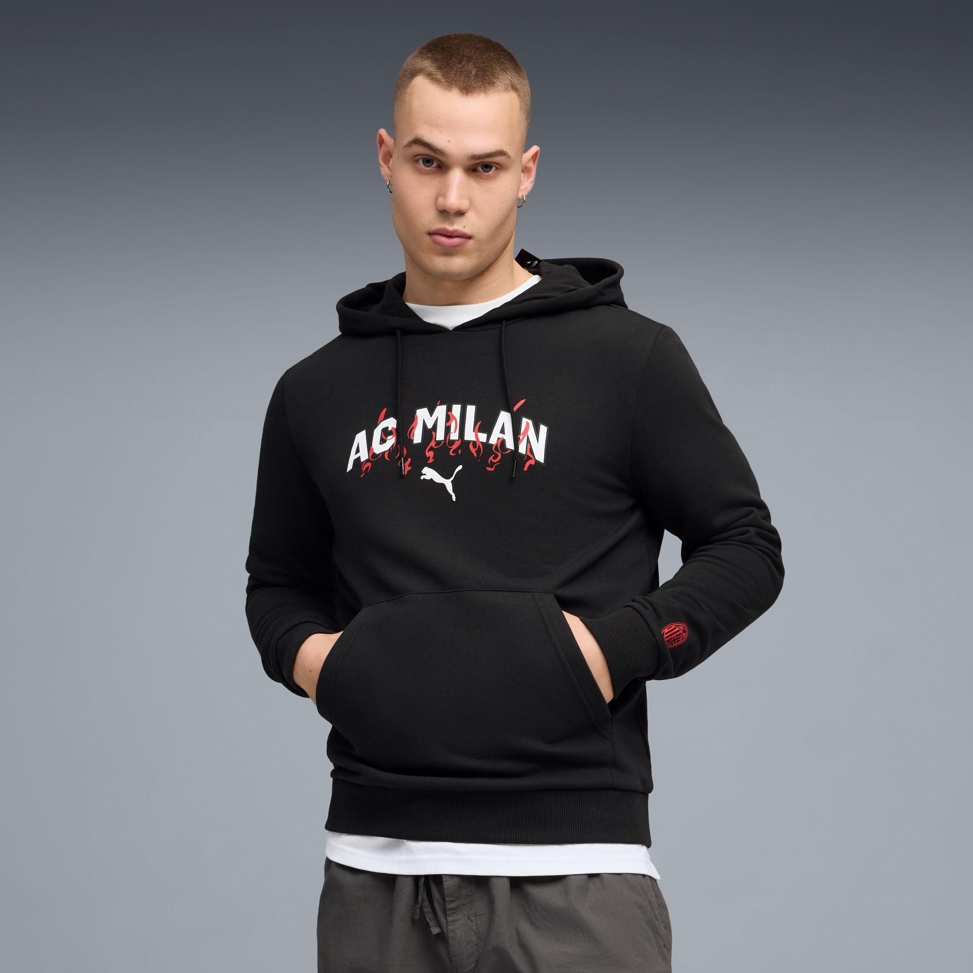 PUMA Adult AC Milan Black 2025 Culture Capsule Pullover Hoodie