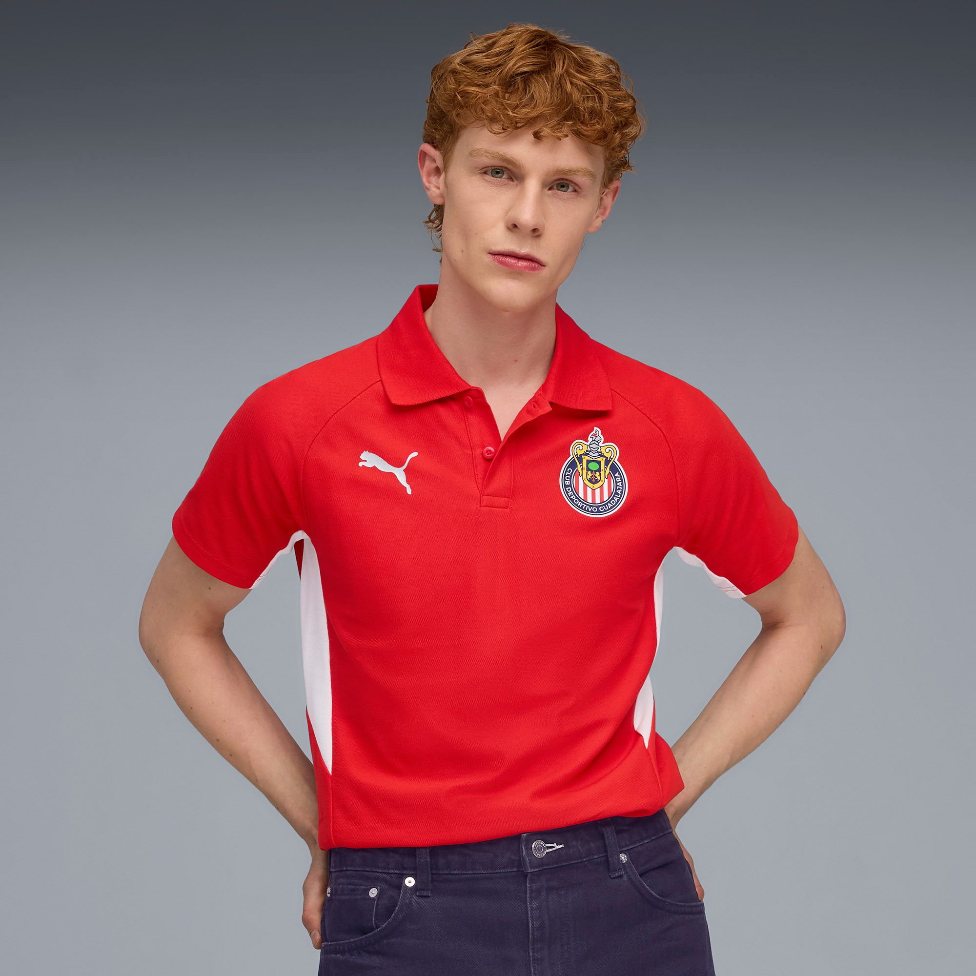 PUMA Men's Chivas Guadalajara Red Logo Polo