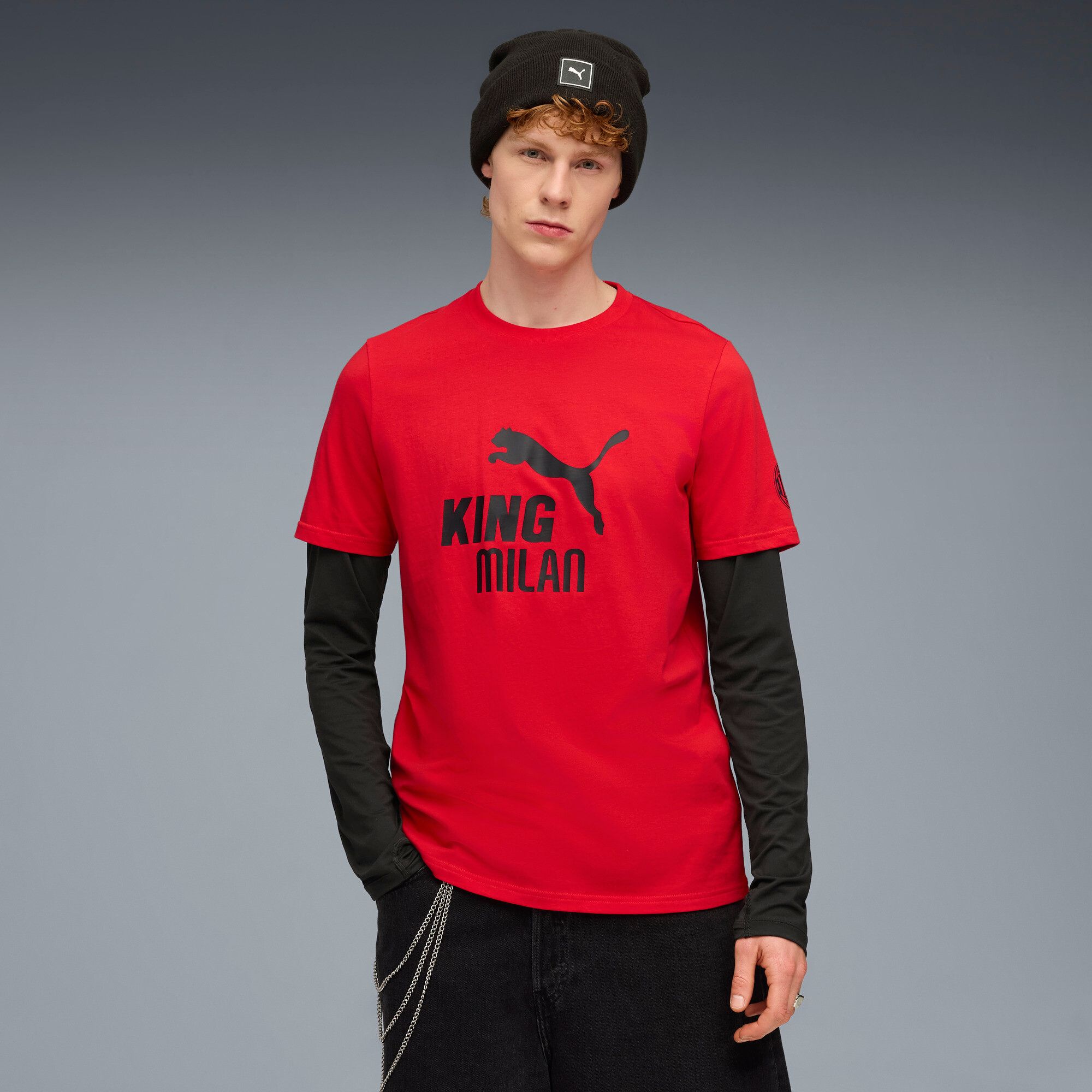 PUMA Men's Ac Milan Red Logo T-Shirt