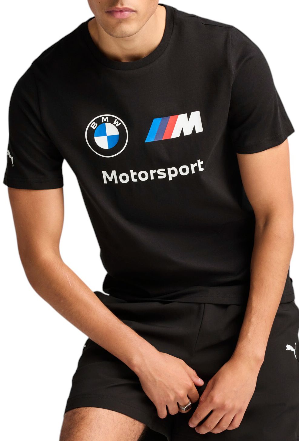 PUMA Men's F1 BMW Black Essential Logo T-Shirt