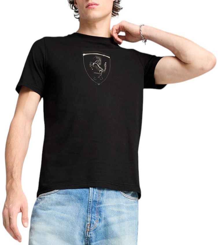 PUMA Men's F1 Ferrari Black Tonal Shield T-Shirt