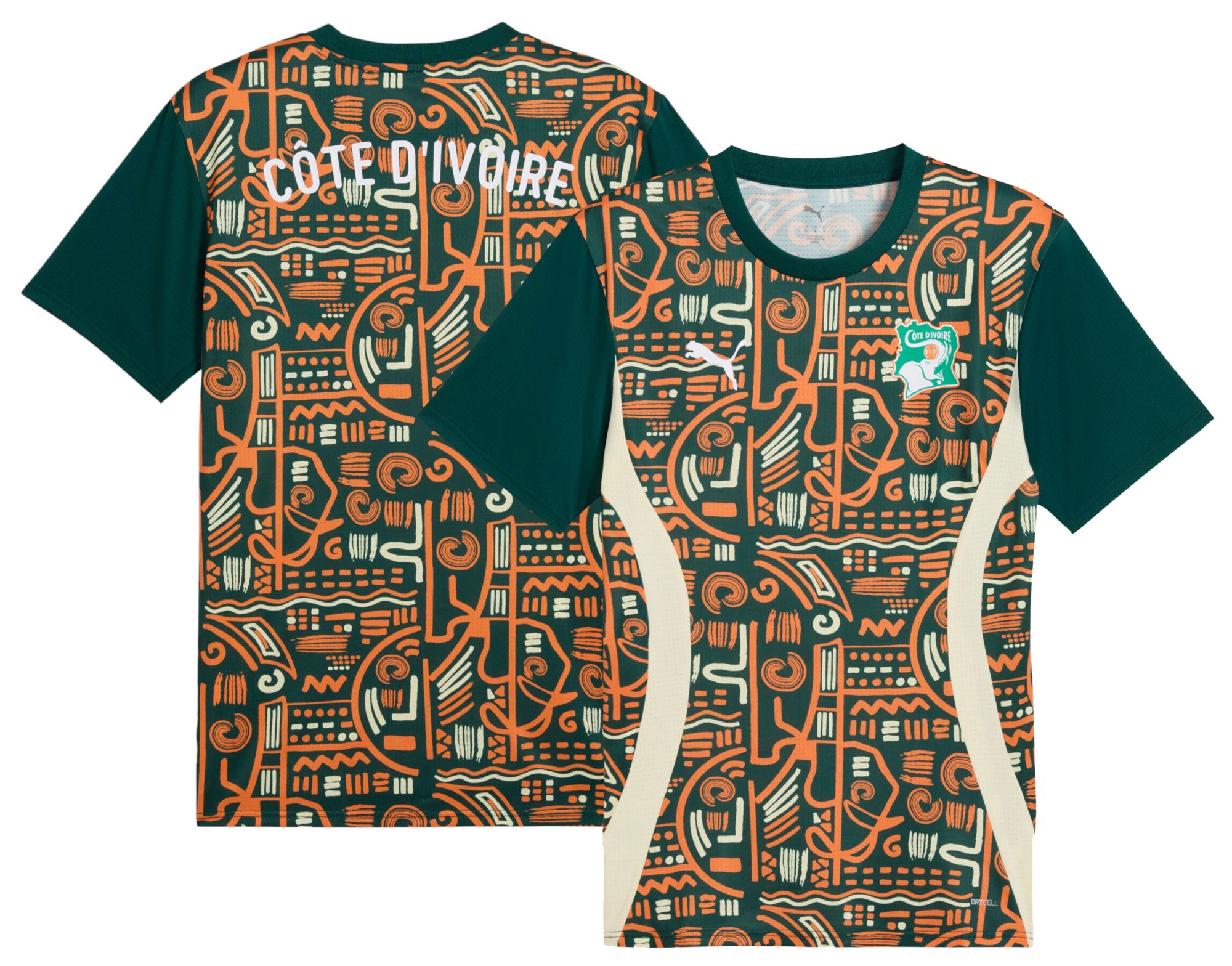 PUMA Men's Ivory Coast Orange Prematch Jersey