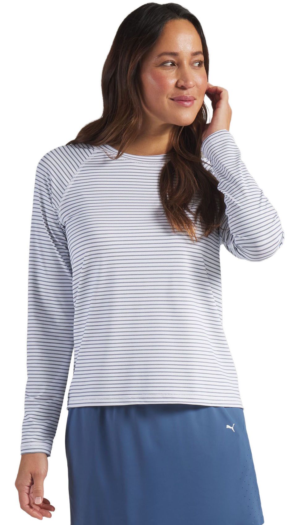 PUMA Women's UV Stripe Crewneck Long Sleeve Golf Shirt