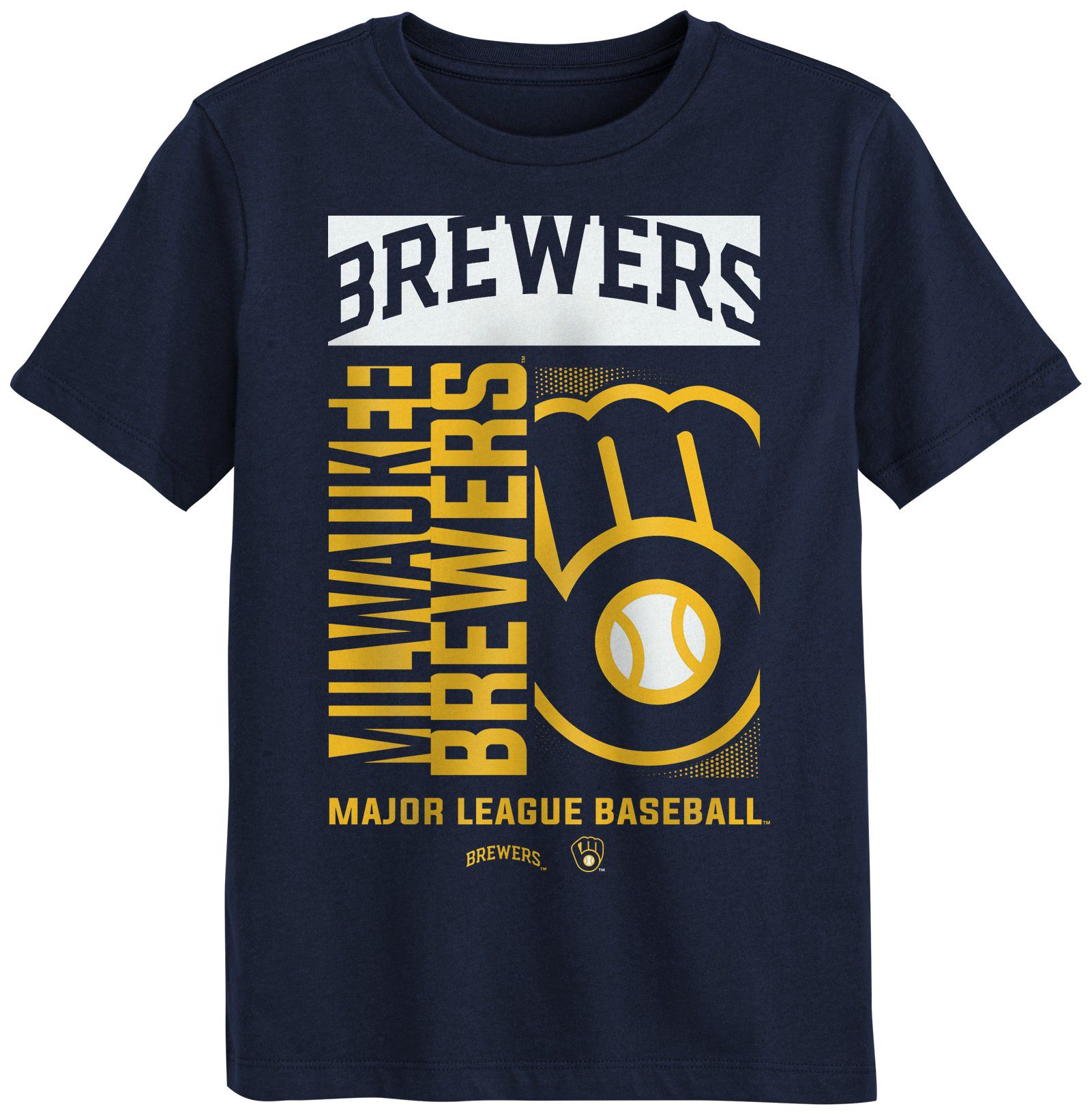 MLB Team Apparel Boys' Milwaukee Brewers Navy Force Play T-Shirt