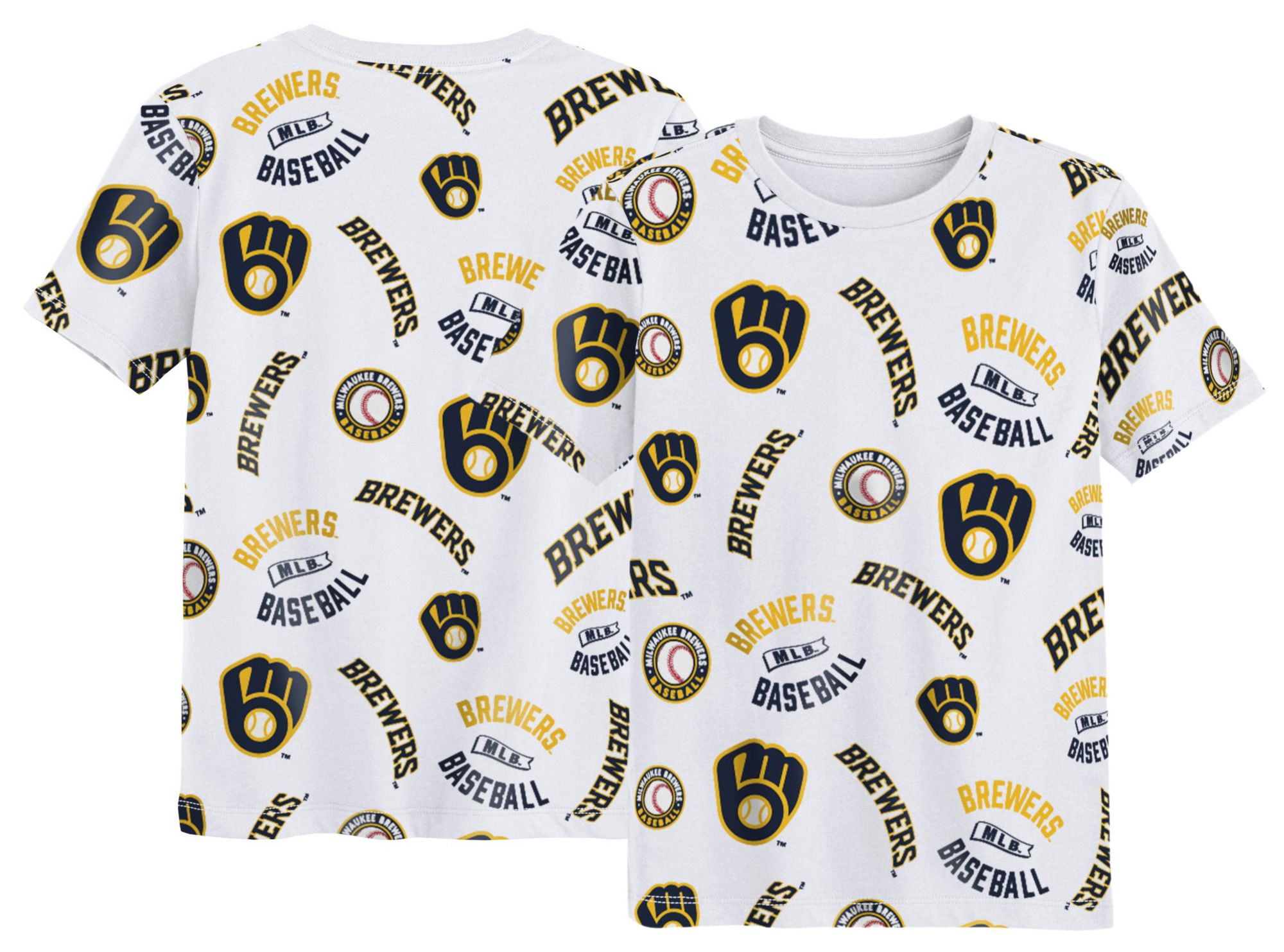 MLB Team Apparel Boys' Milwaukee Brewers White XXX
