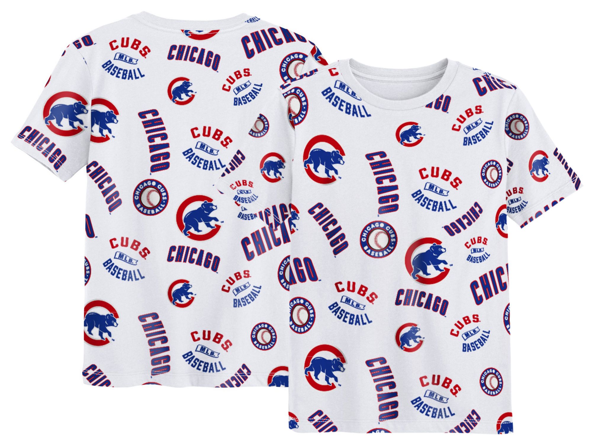 MLB Team Apparel Boys' Chicago Cubs White Run Down T-Shirt
