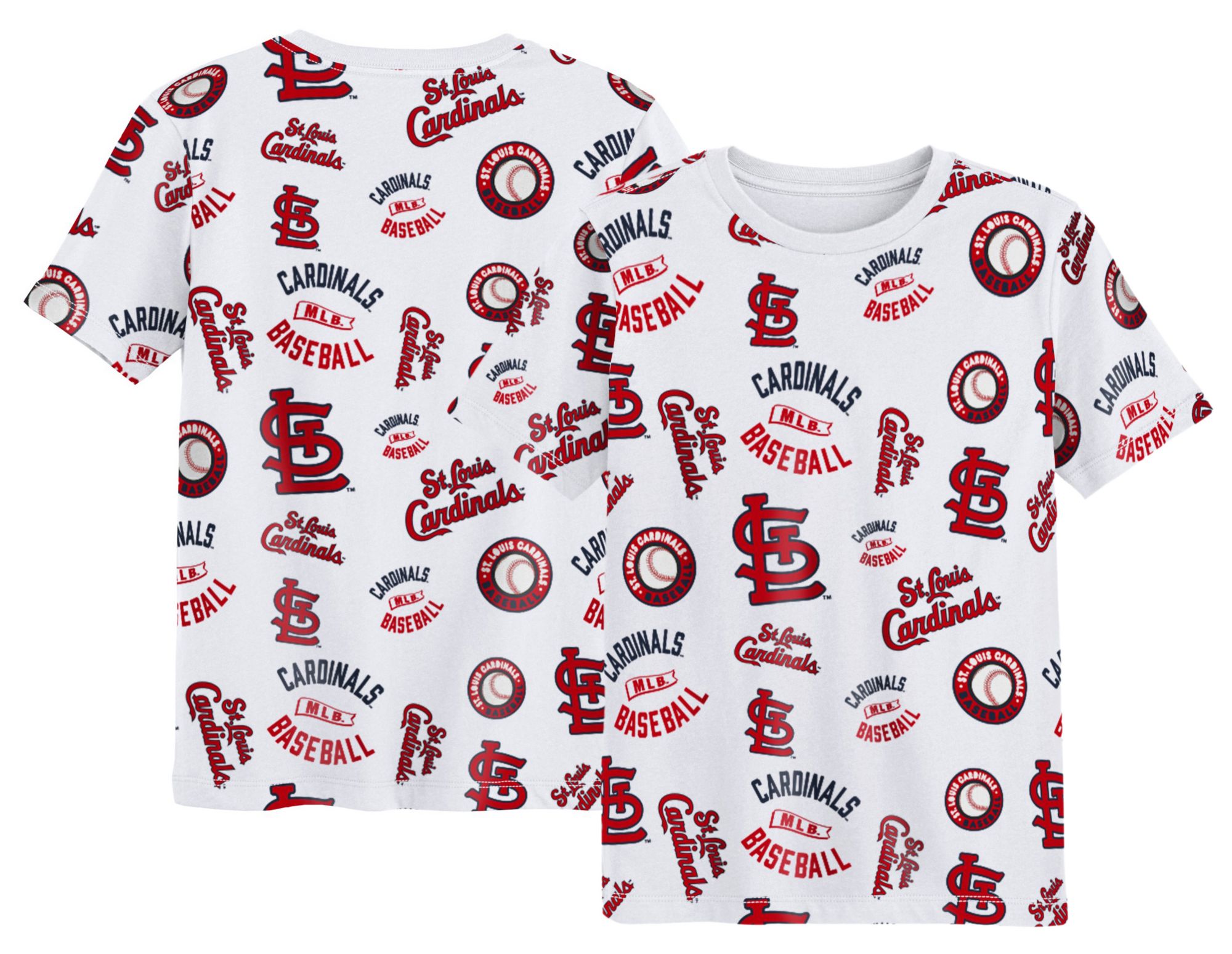 MLB Team Apparel Boys' St. Louis Cardinals White Run Down T-Shirt