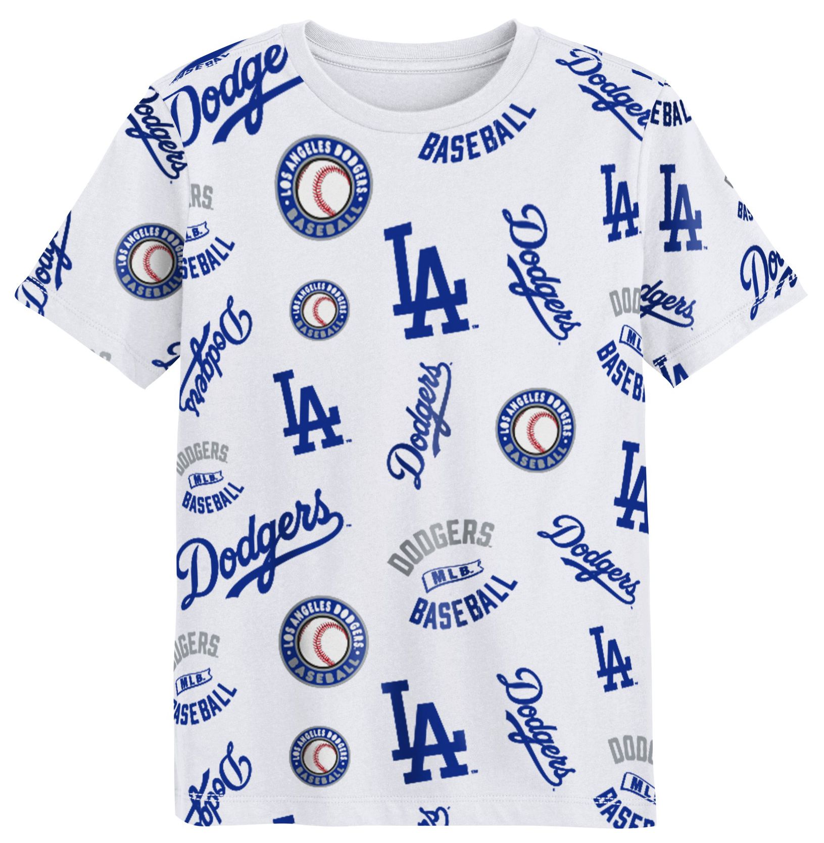 MLB Team Apparel Boys' Los Angeles Dodgers White Run Down T-Shirt