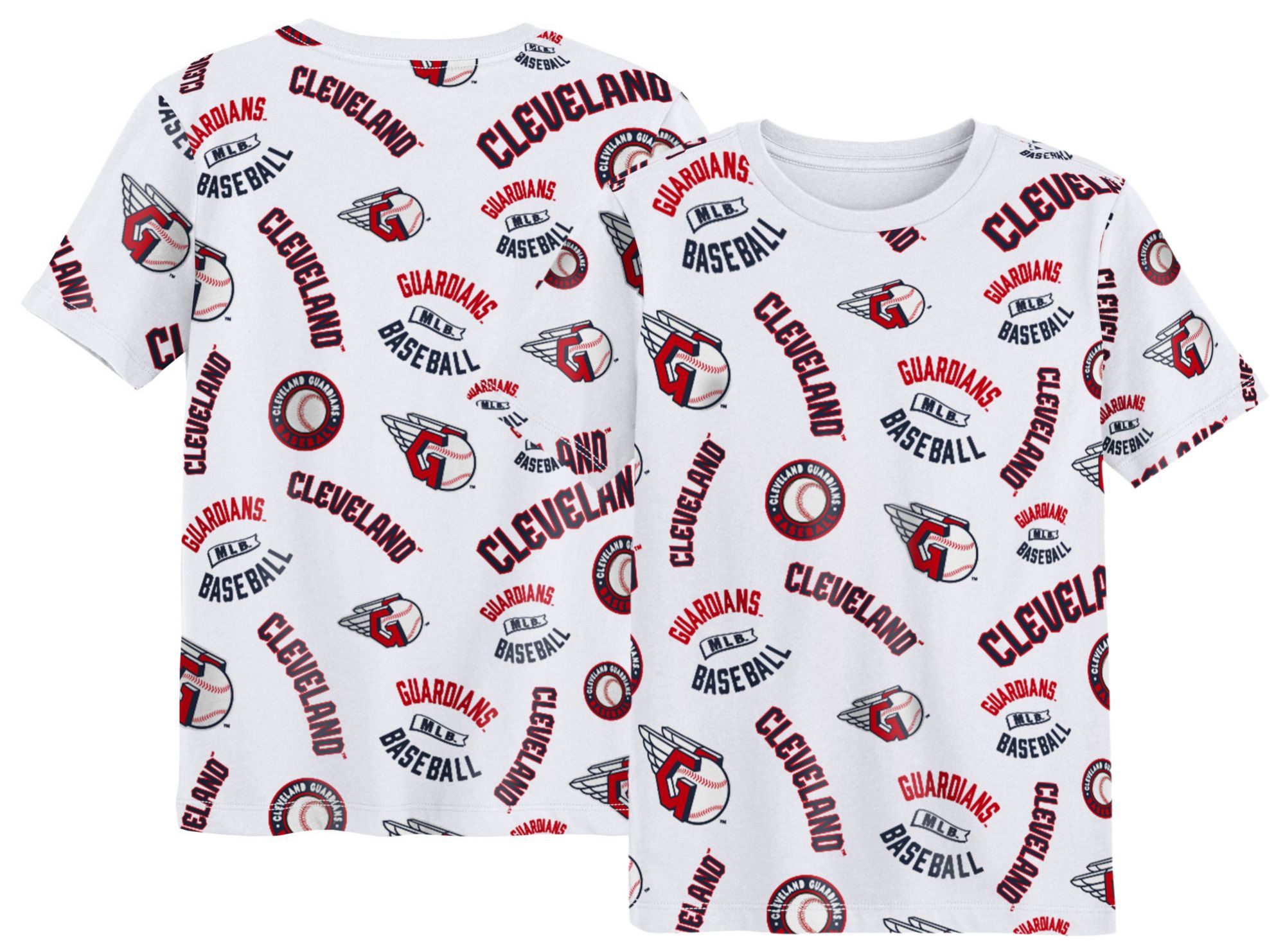 MLB Team Apparel Boys' Cleveland Guardians White Run Down T-Shirt