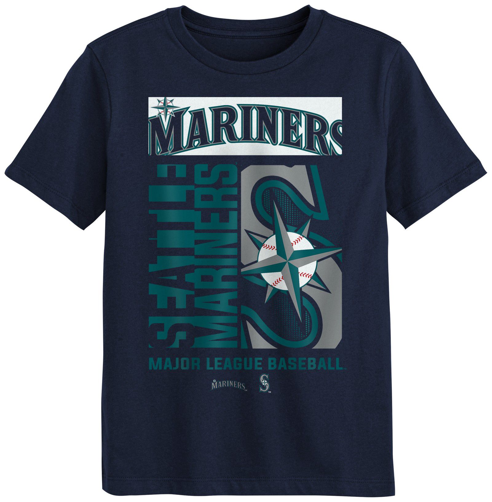 MLB Team Apparel Boys' Seattle Mariners Navy Force Play T-Shirt